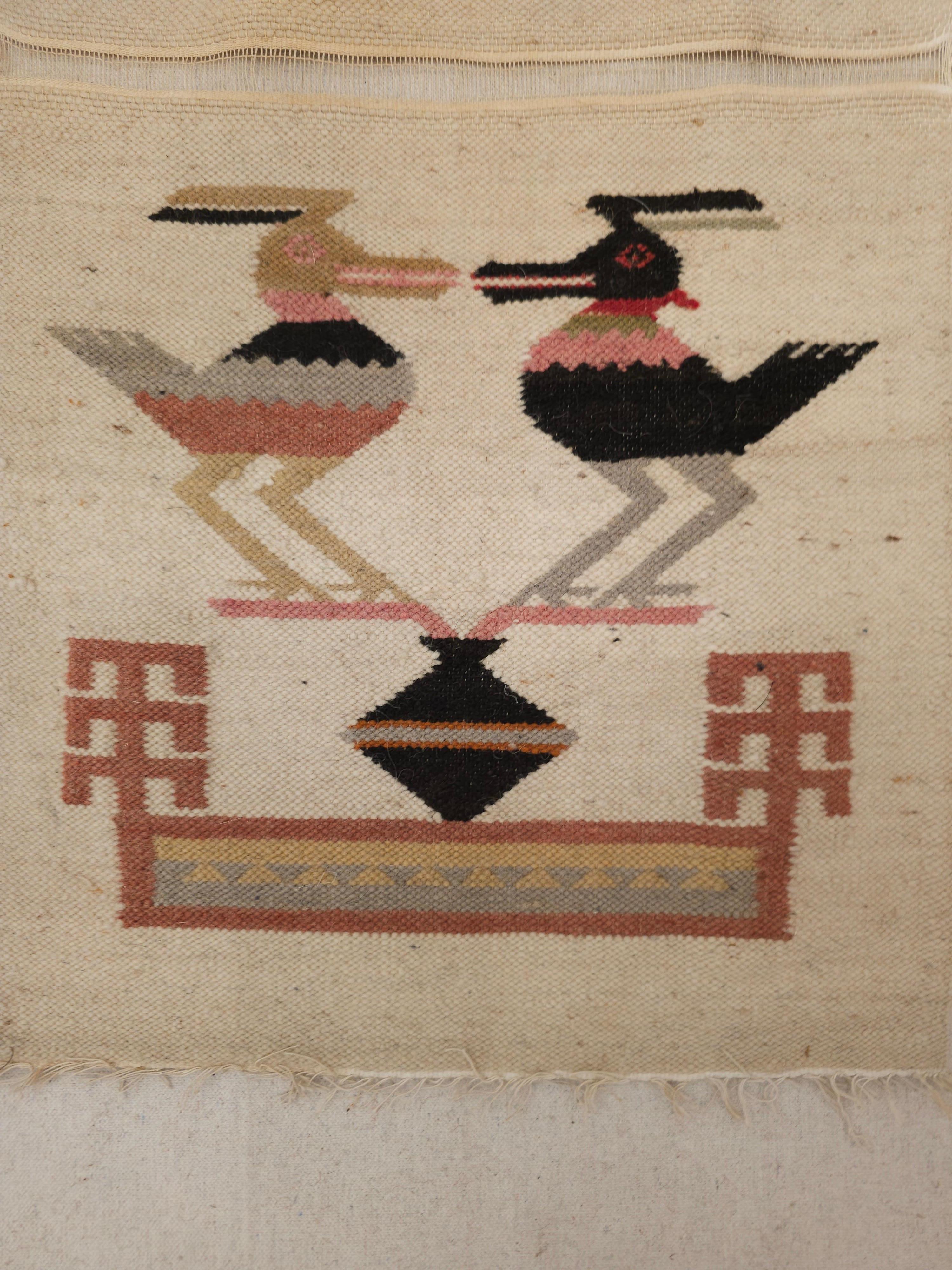 Vintage American Navajo Pictorial Rug with Mythical Birds Design Wall Art In Good Condition For Sale In Barrington, IL