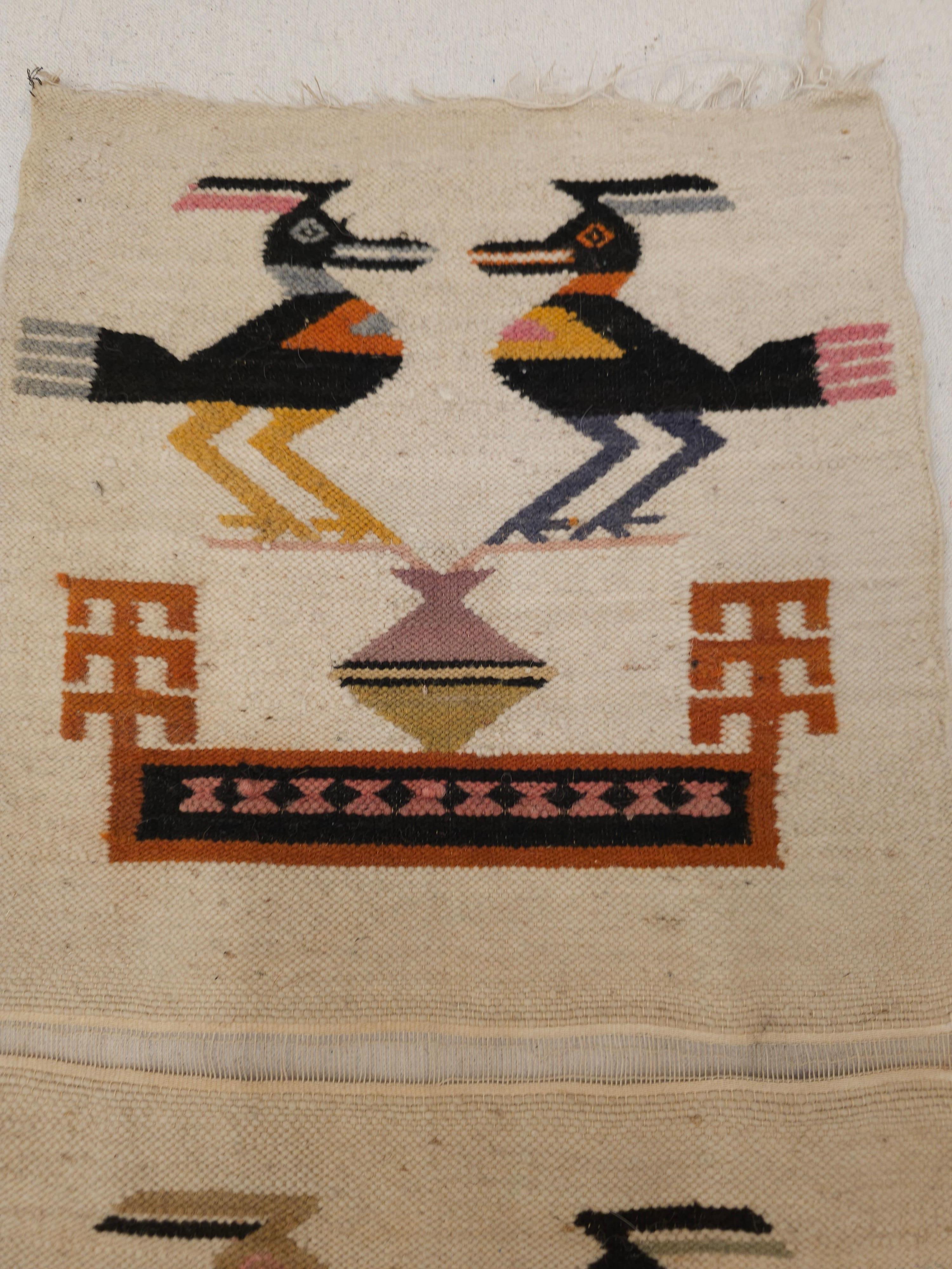 Late 20th Century Vintage American Navajo Pictorial Rug with Mythical Birds Design Wall Art For Sale