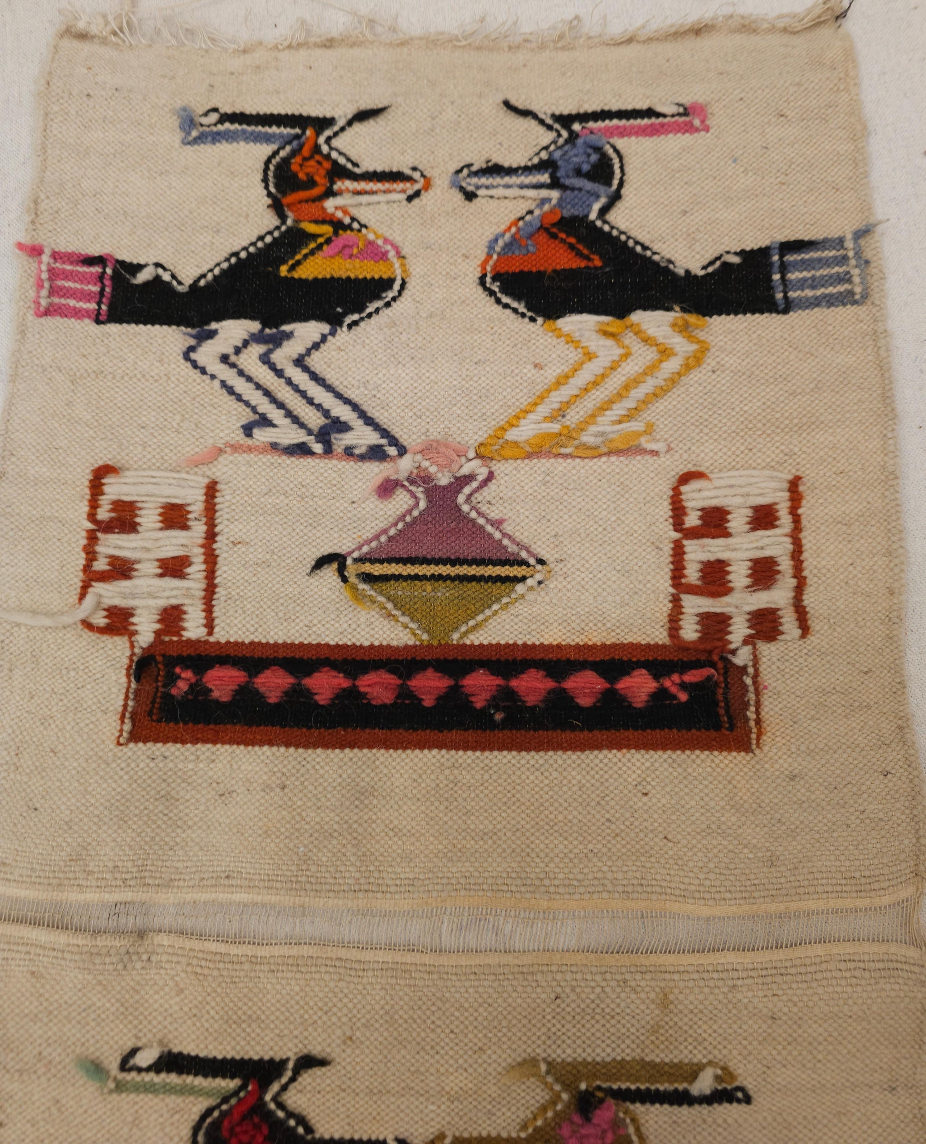 Vintage American Navajo Pictorial Rug with Mythical Birds Design Wall Art For Sale 2