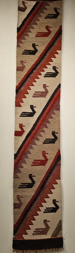 Retro Native American Navajo Narrow Runner Depicting Mythical Birds