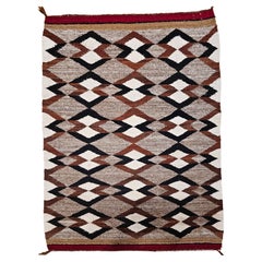 Vintage Native American Navajo Rug, Handwoven Wool, Geometric Diamond Pattern