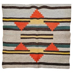 Vintage Native American Navajo Rug in a Geometric Pattern in Earth Tone Colors