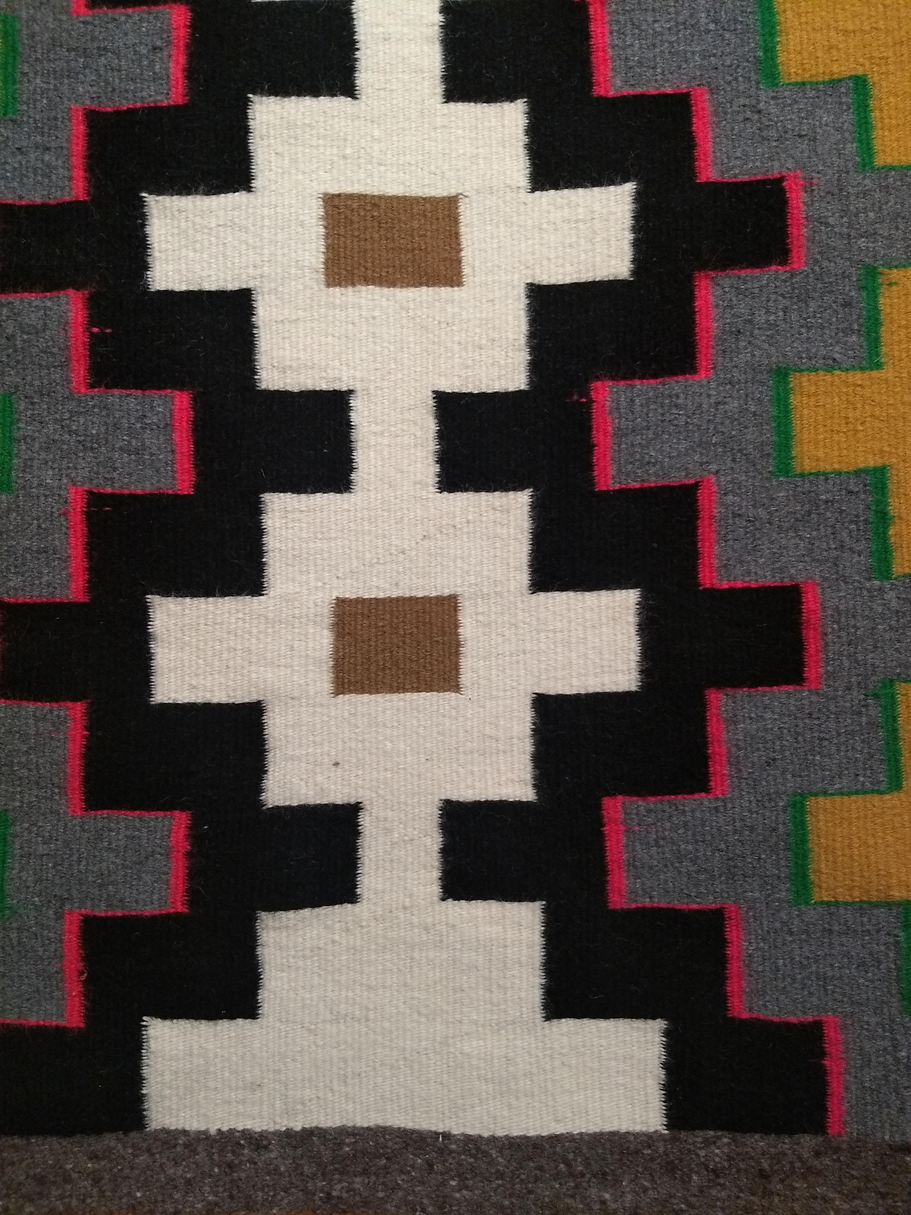 Vintage American Navajo Rug in a Geometric Pattern in Ivory, Gray, Black, Brown For Sale 2
