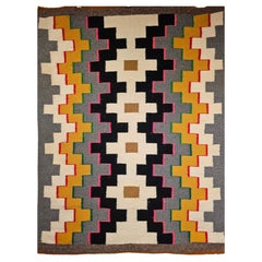 Vintage Native American Navajo Rug in a Geometric Pattern with Bright Colors