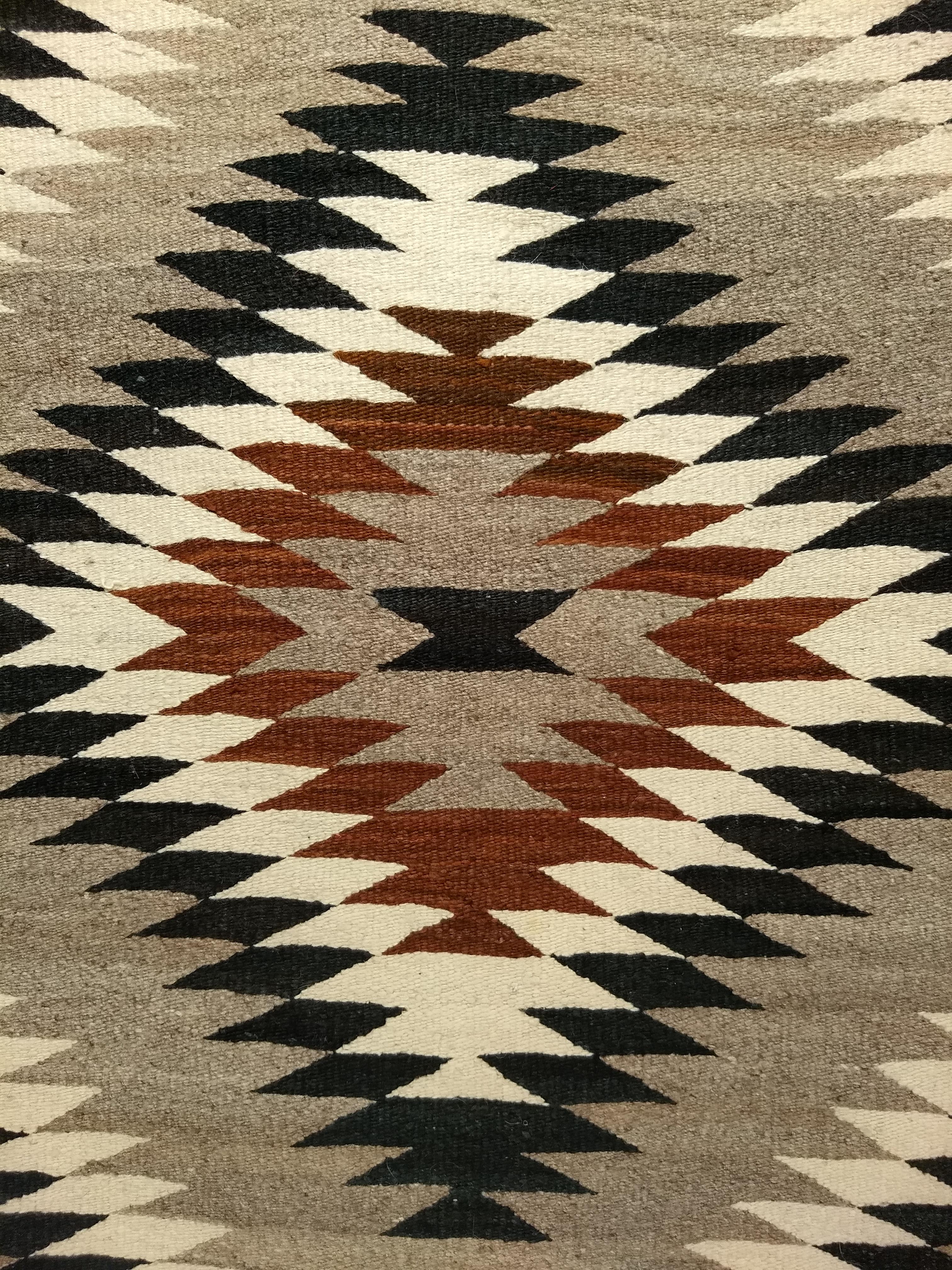 Wool Vintage Native American Navajo Rug in Eye Dazzler Pattern in Earth Tone Colors For Sale