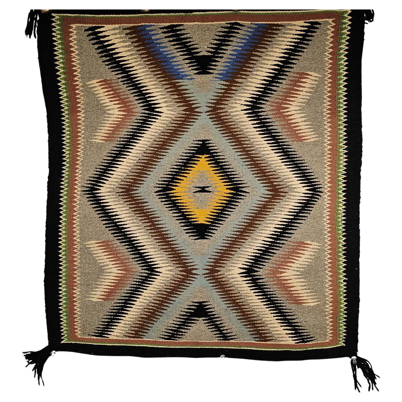 Vintage Native American Navajo Rug in Eye Dazzler Pattern in Grey ...