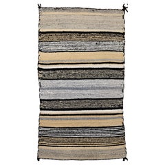 Vintage Native American Navajo Rug in Stripe Pattern in Brown, Black, Caramel