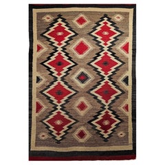 Vintage Native American Navajo Rug, Wool & Cotton, Geometric Eye Dazzler Pattern
