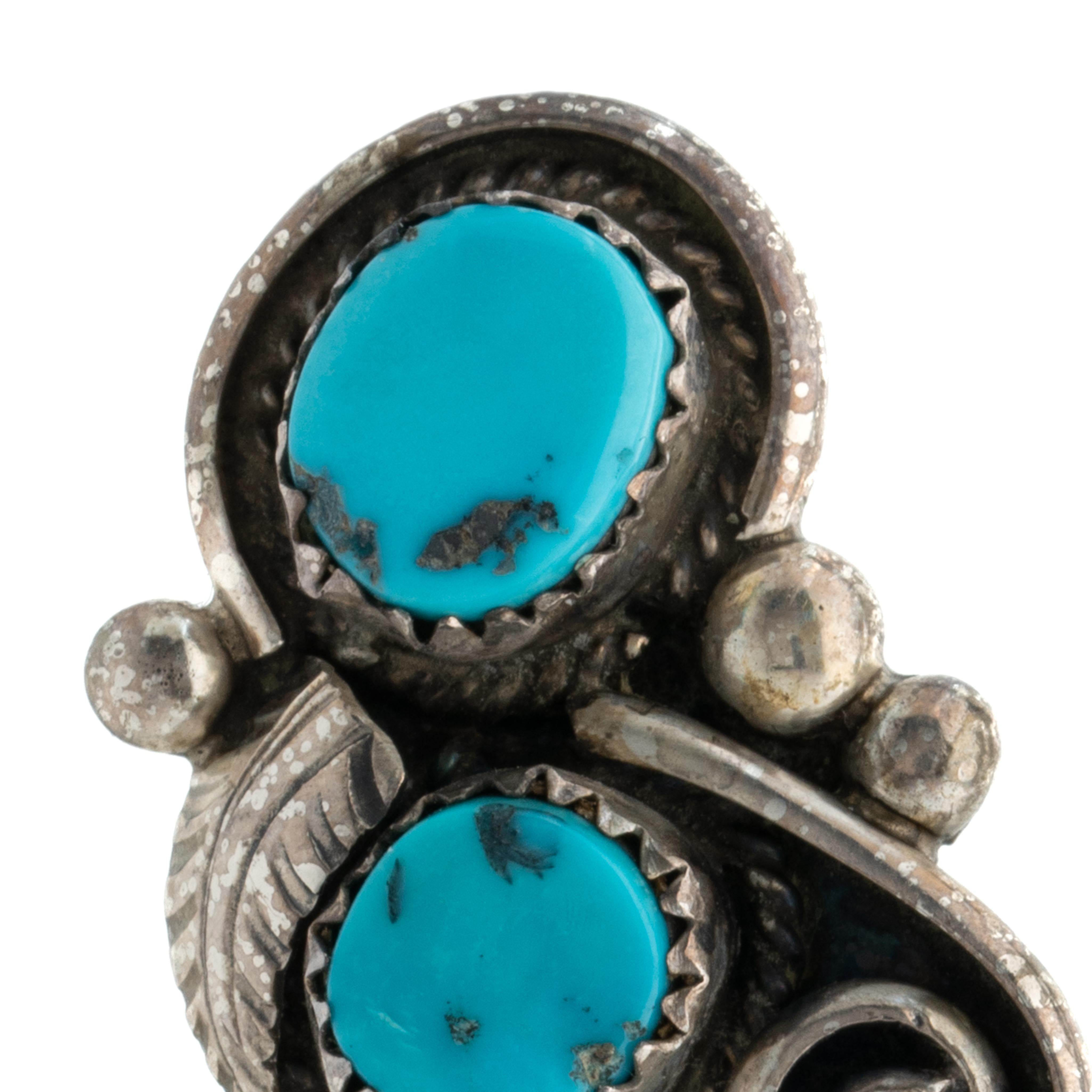Vintage Native American Navajo Silver and Turquoise Double Drop Earrings c.1970s

Length: 0.88
