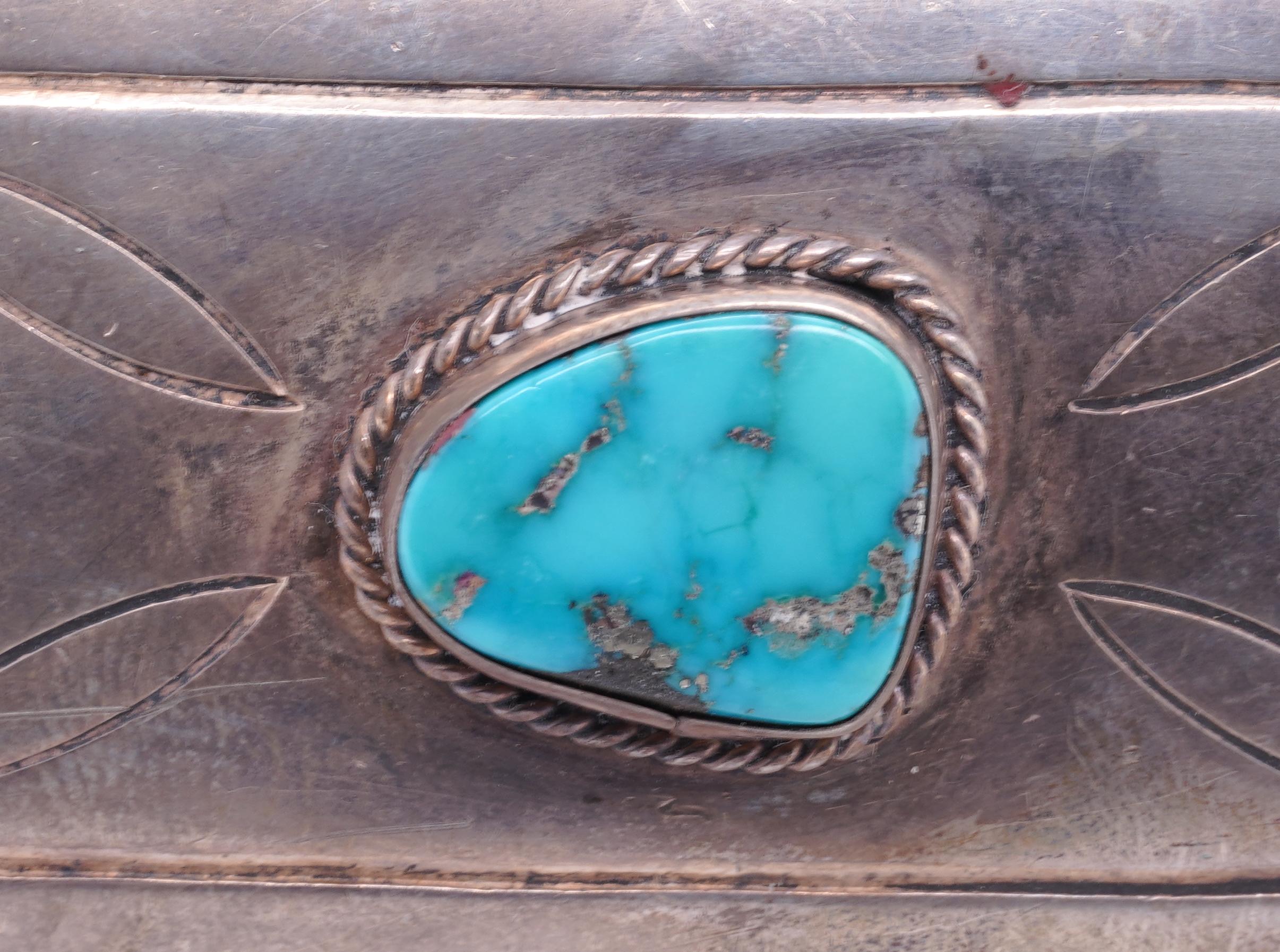 Oval Cut Vintage Native American Navajo Small, Sterling Silver Belt Buckle