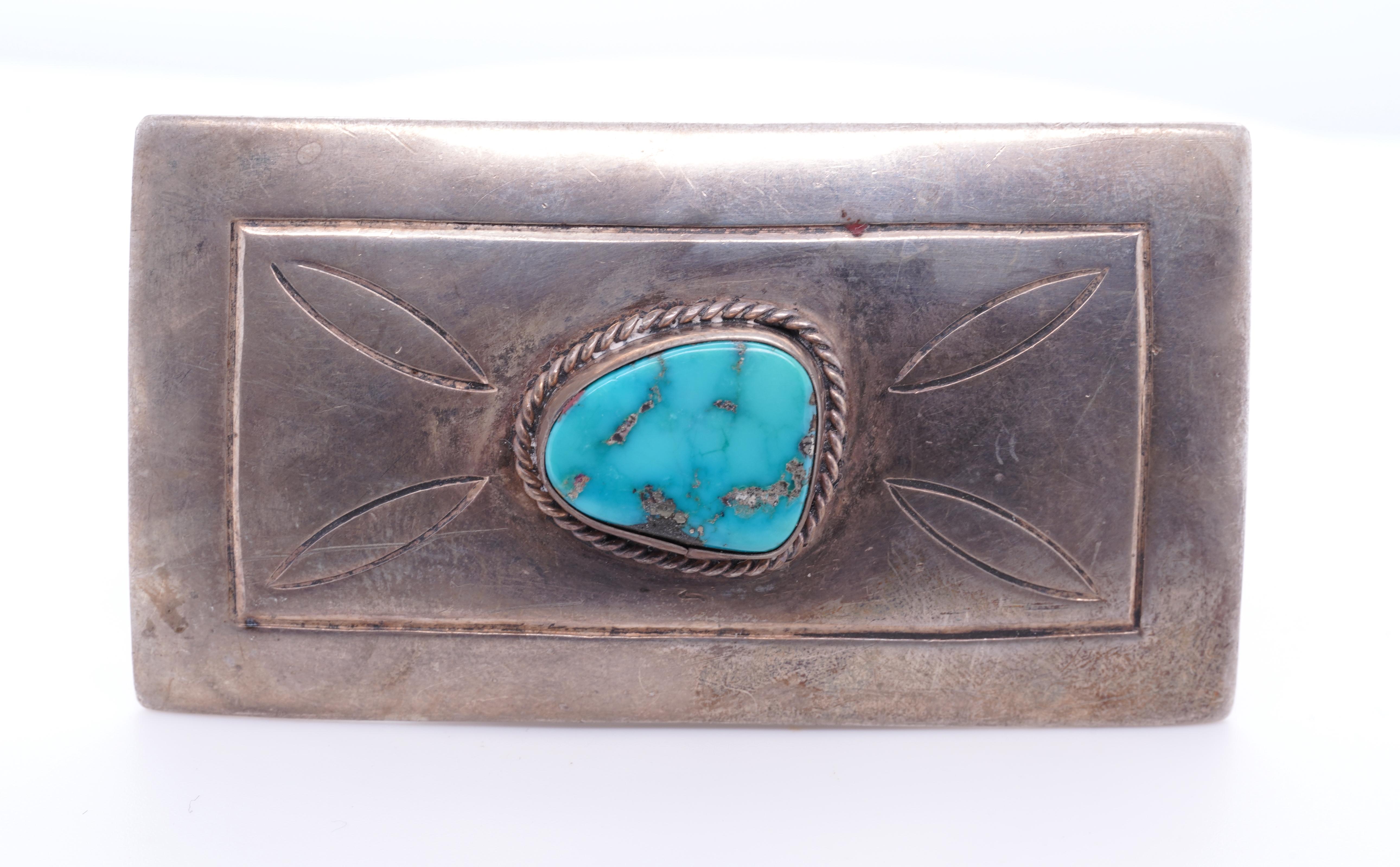 Vintage Native American Navajo Small, Sterling Silver Belt Buckle In Fair Condition In Bozeman, MT
