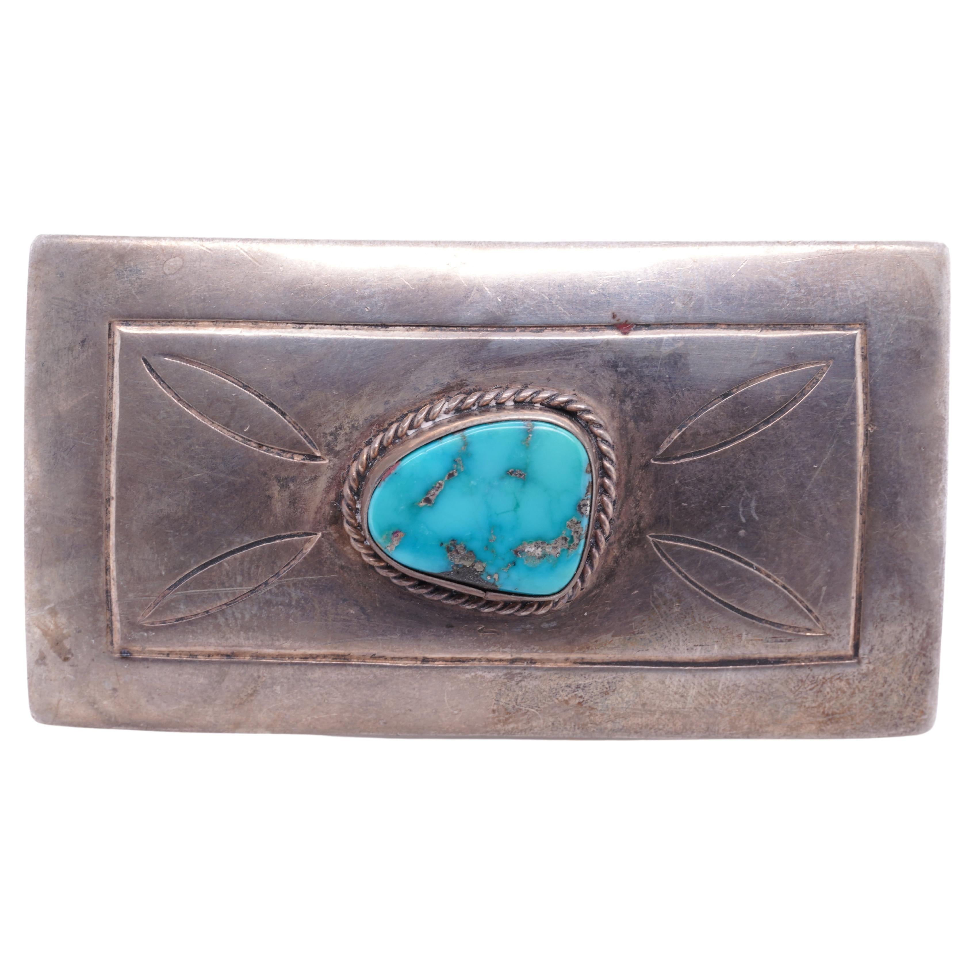 Vintage Native American Navajo Small, Sterling Silver Belt Buckle