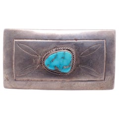 Vintage Native American Navajo Small, Sterling Silver Belt Buckle
