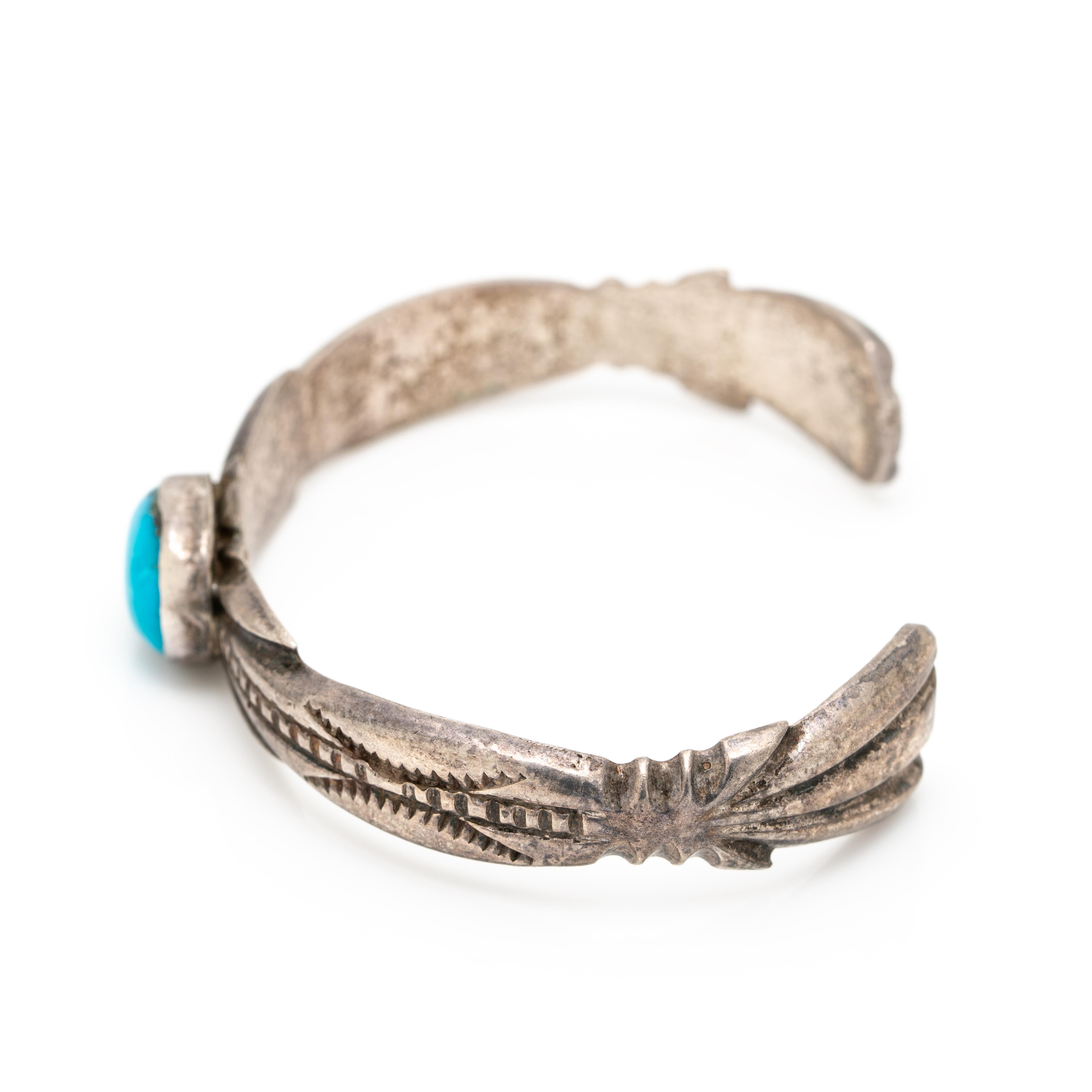 Manchette bracelet amérindienne vintage Navajo en sterling et turquoise Unisexe en vente