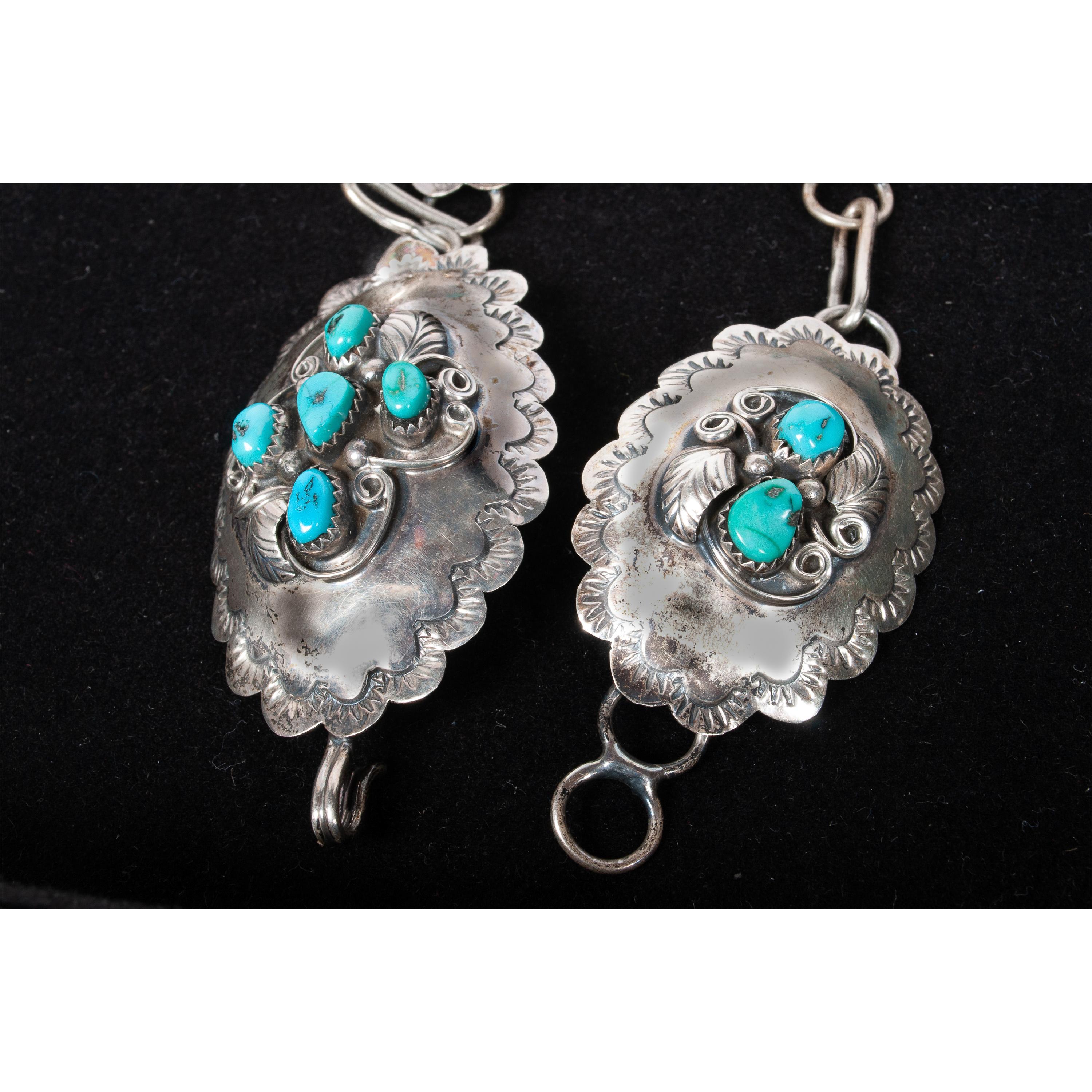 Navajo d'epoca in argento sterling e turchese blu, cintura concho 1950 in vendita 5