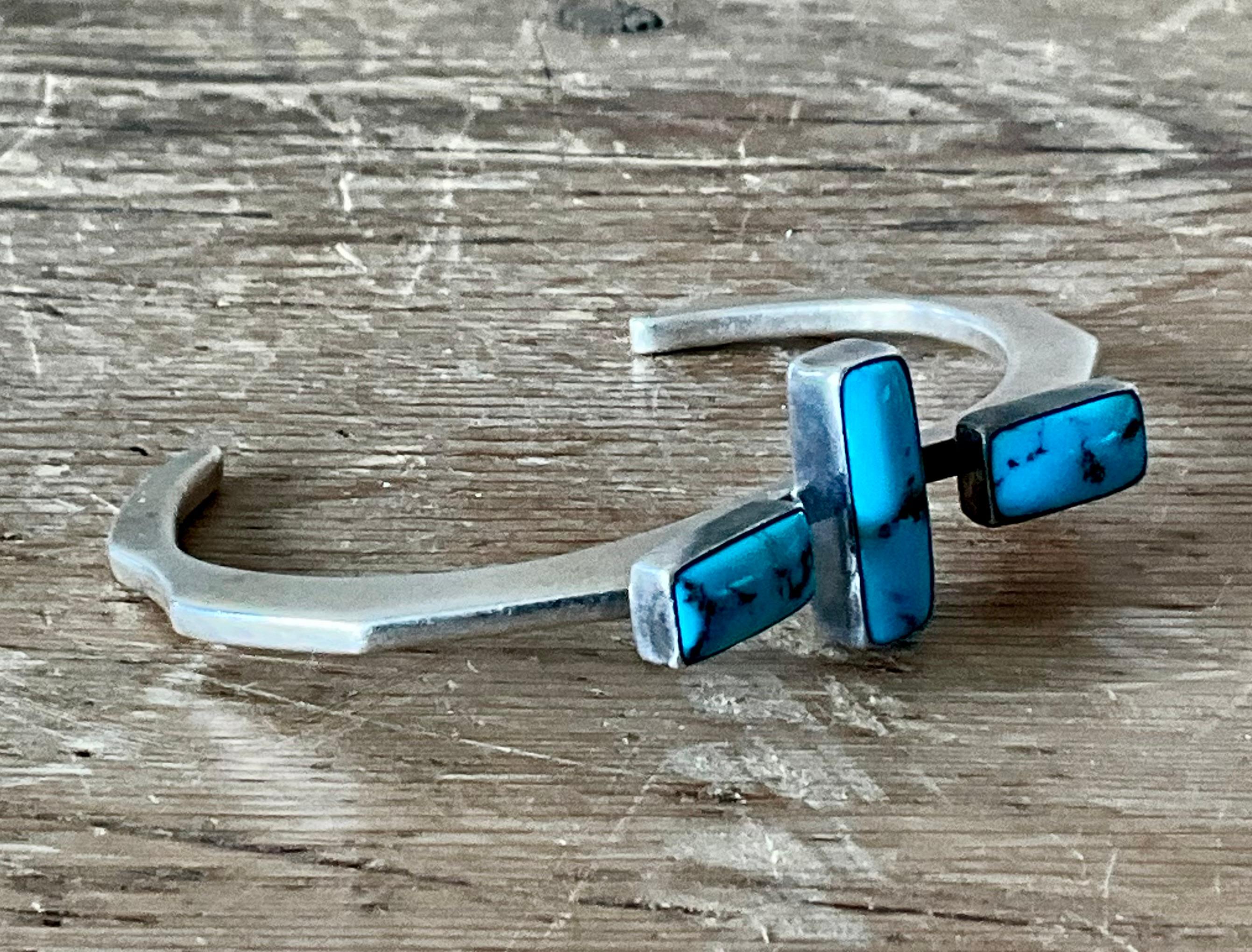 da uomo o donna Polsino vintage in argento sterling Navajo con pietre di turchese in vendita