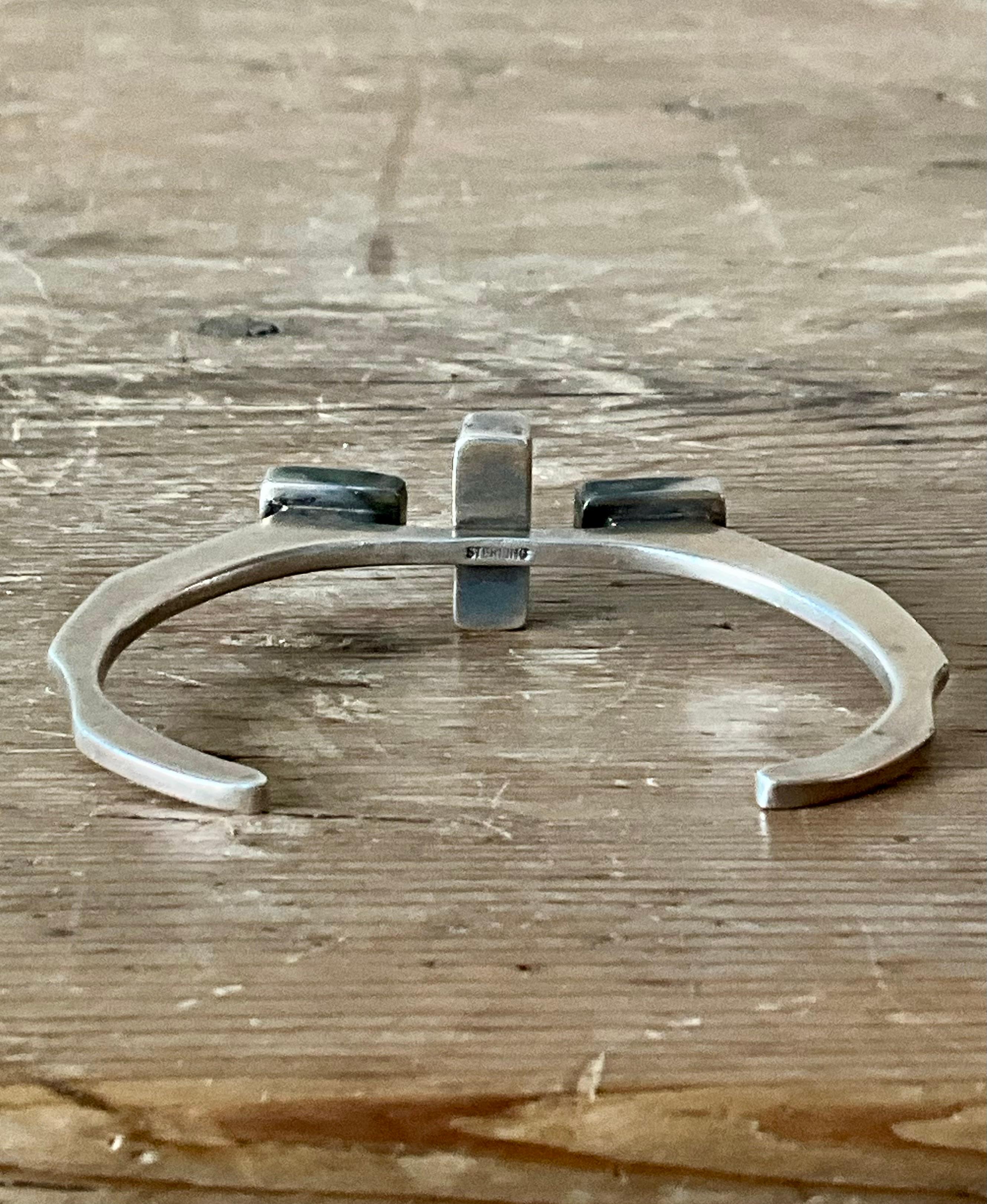 Polsino vintage in argento sterling Navajo con pietre di turchese in vendita 3