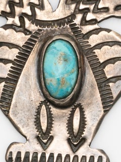 Vintage Native American Navajo Sterling Silver Double Thunderbird Charm Pendant
