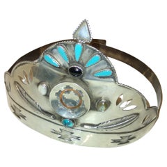 Vintage Native American Navajo Sterling Turquoise Crown Tiara
