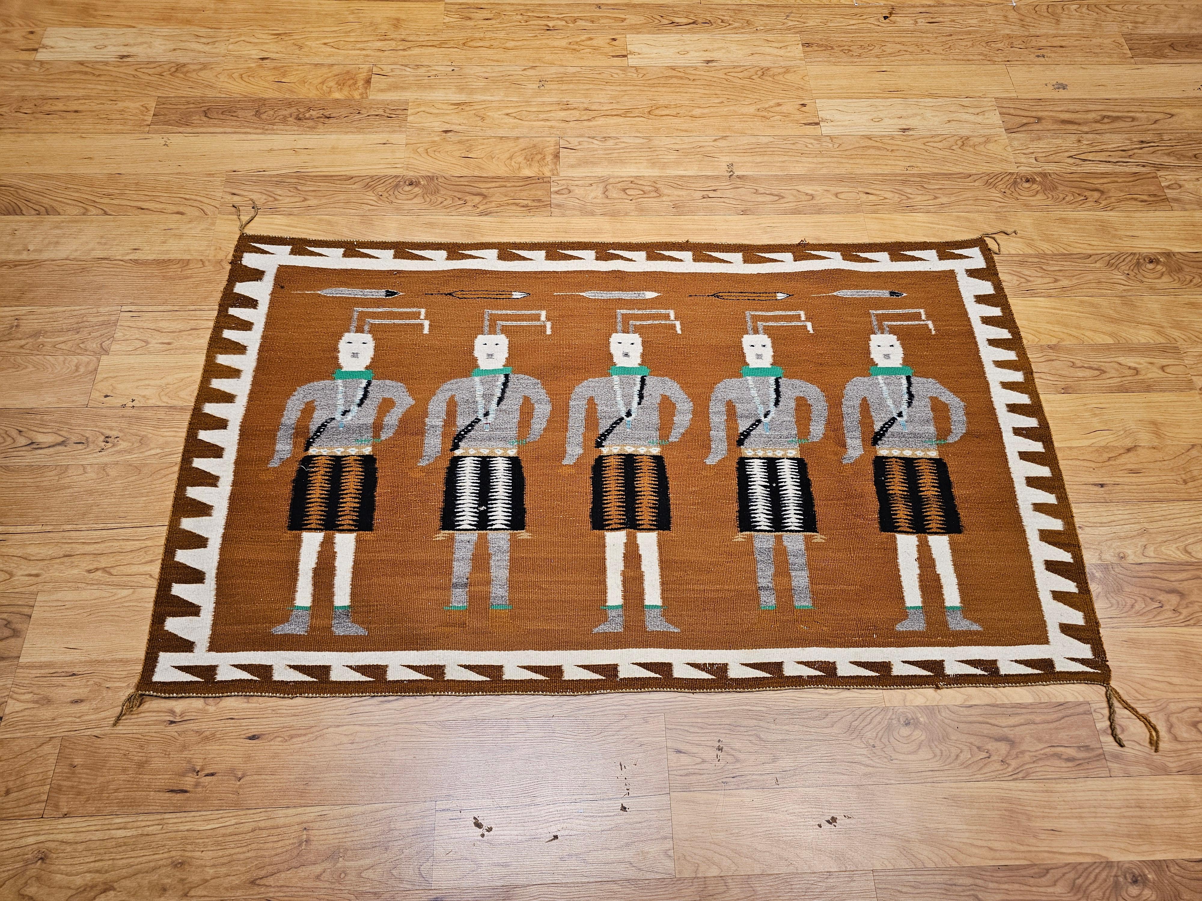 Vintage Native American Navajo Yei Pictorial Rug For Sale 5