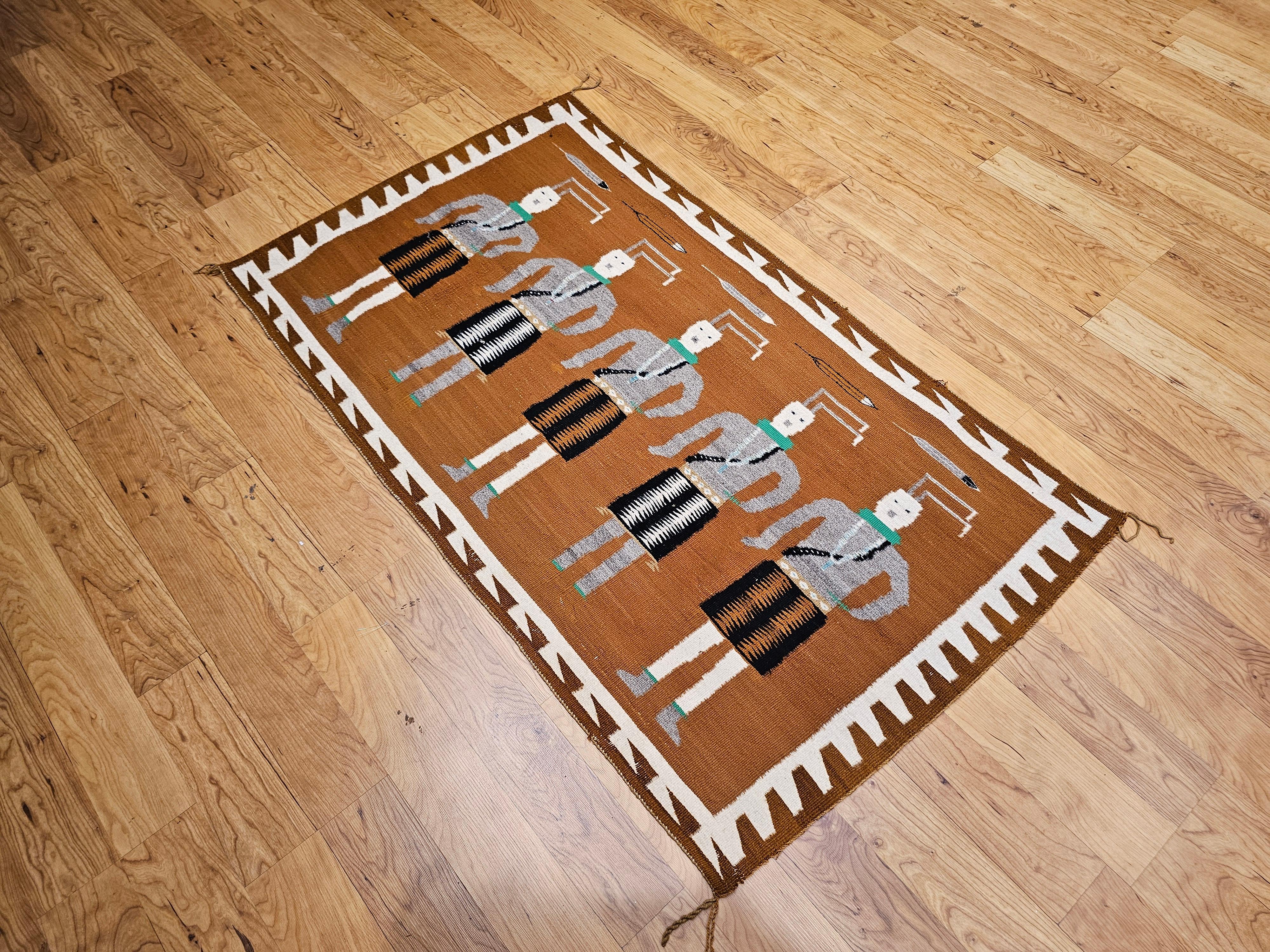 Vintage Native American Navajo Yei Pictorial Rug For Sale 6