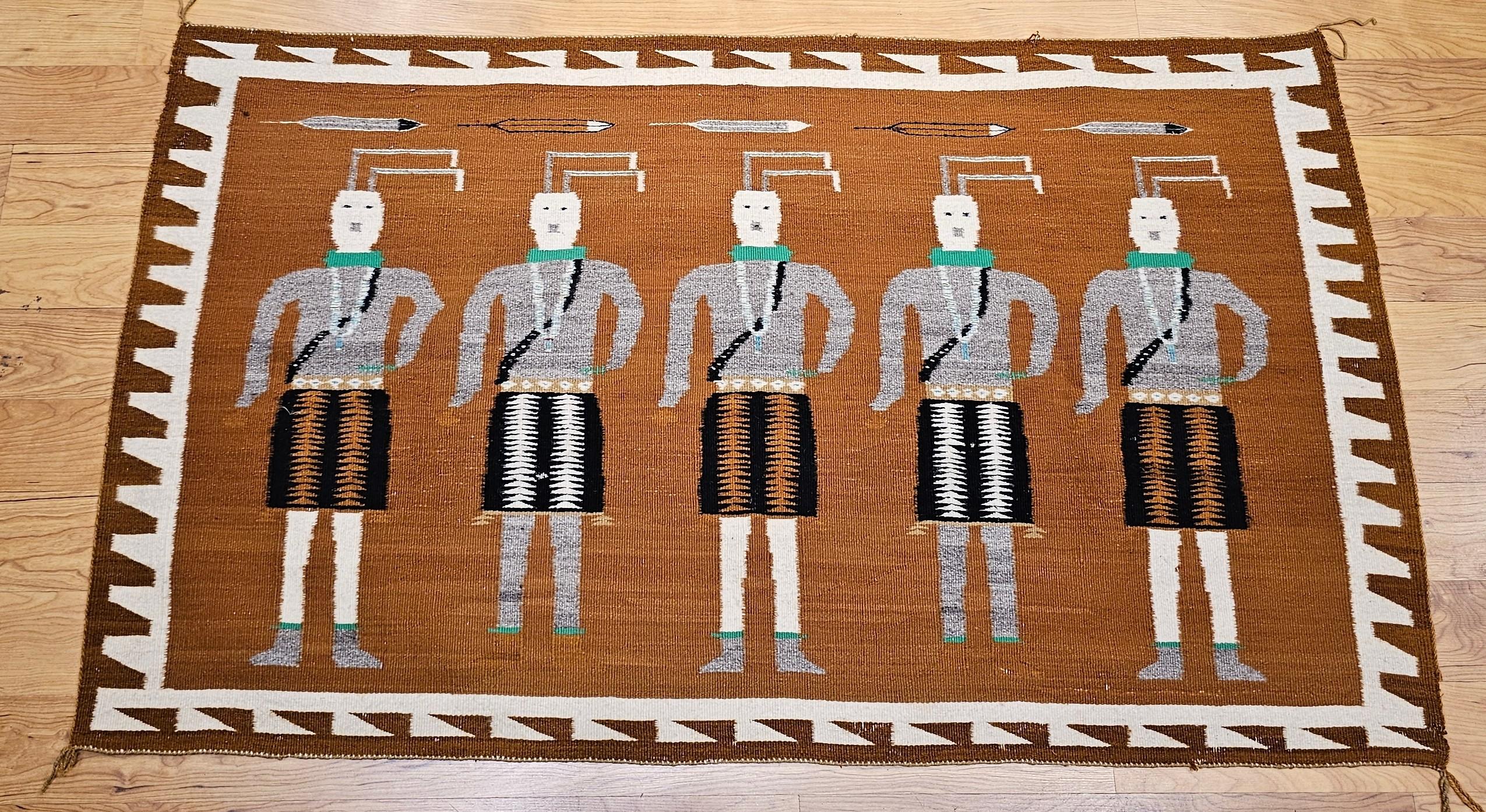 Vintage Native American Navajo Yei Pictorial Rug For Sale 7