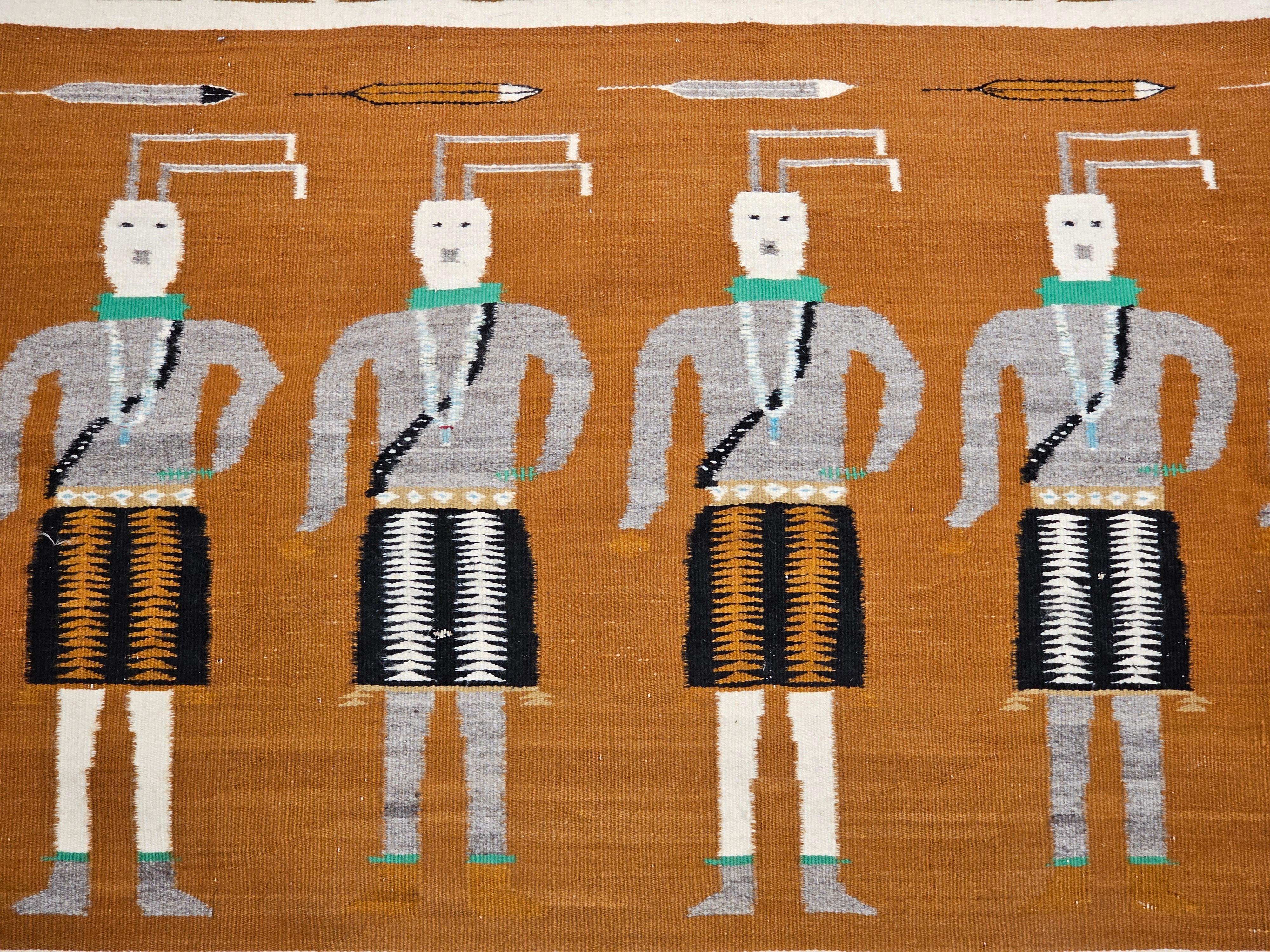 Hand-Woven Vintage Native American Navajo Yei Pictorial Rug For Sale