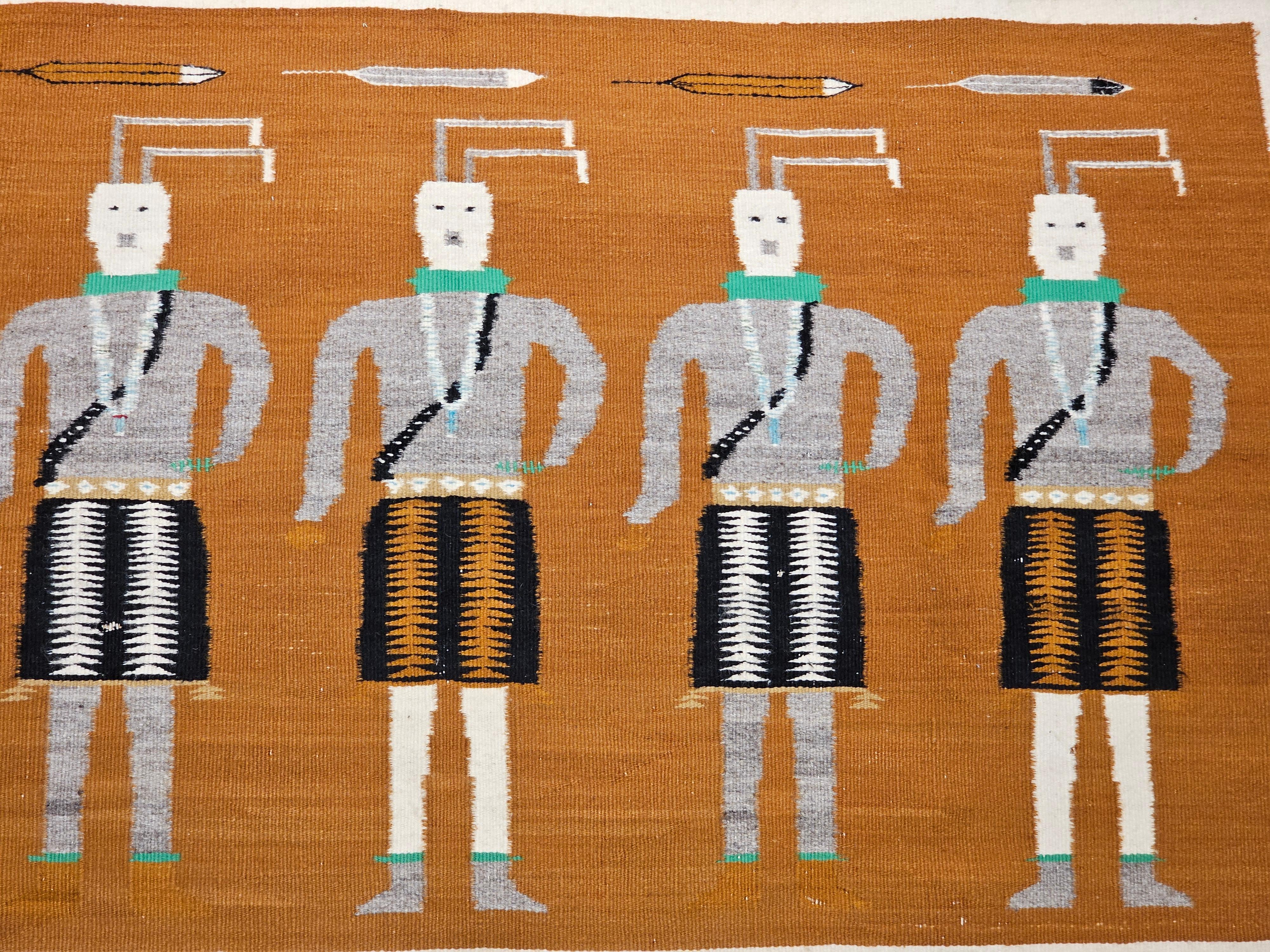 Vintage Native American Navajo Yei Pictorial Rug In Good Condition For Sale In Barrington, IL