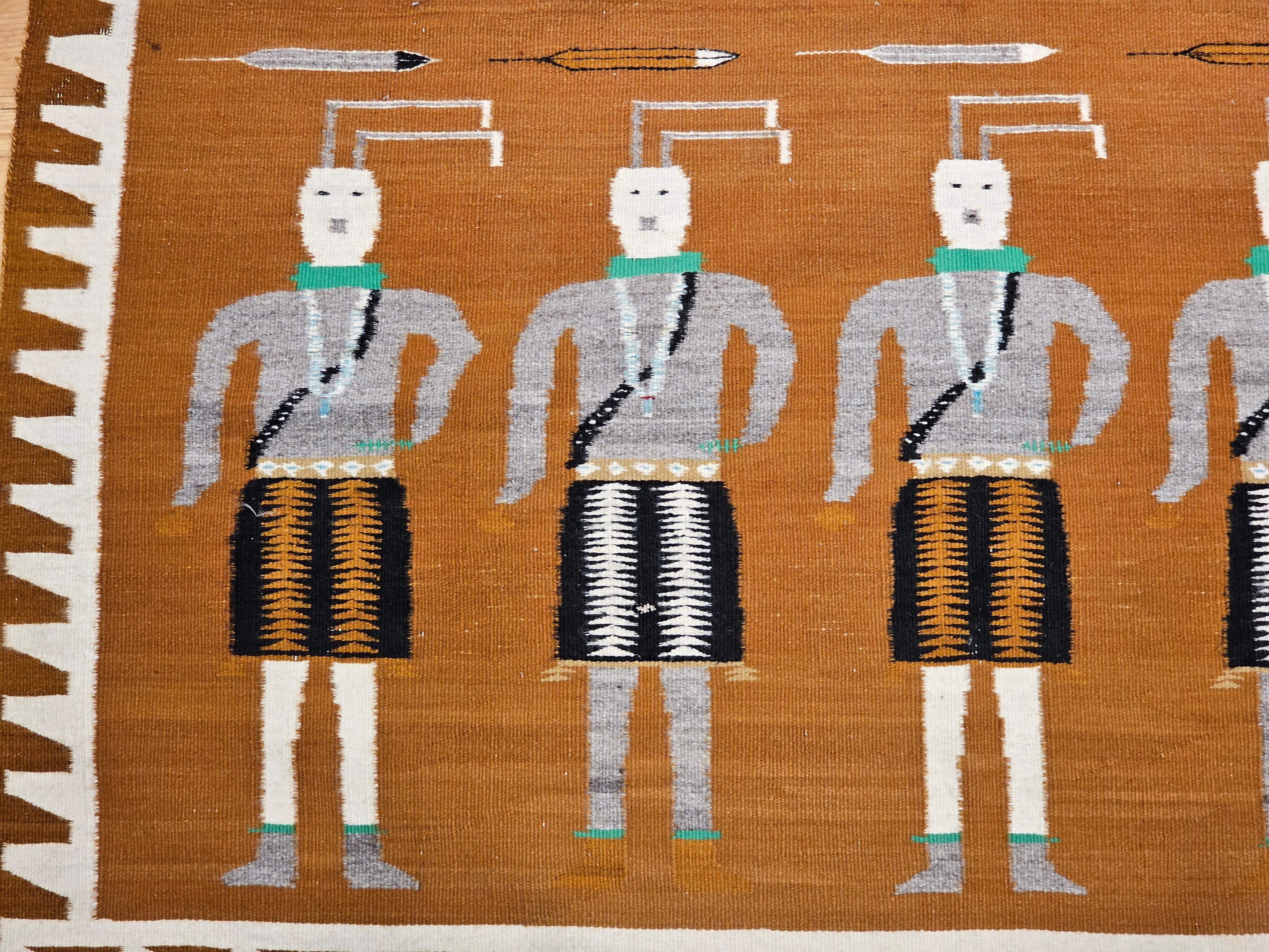20th Century Vintage Native American Navajo Yei Pictorial Rug For Sale