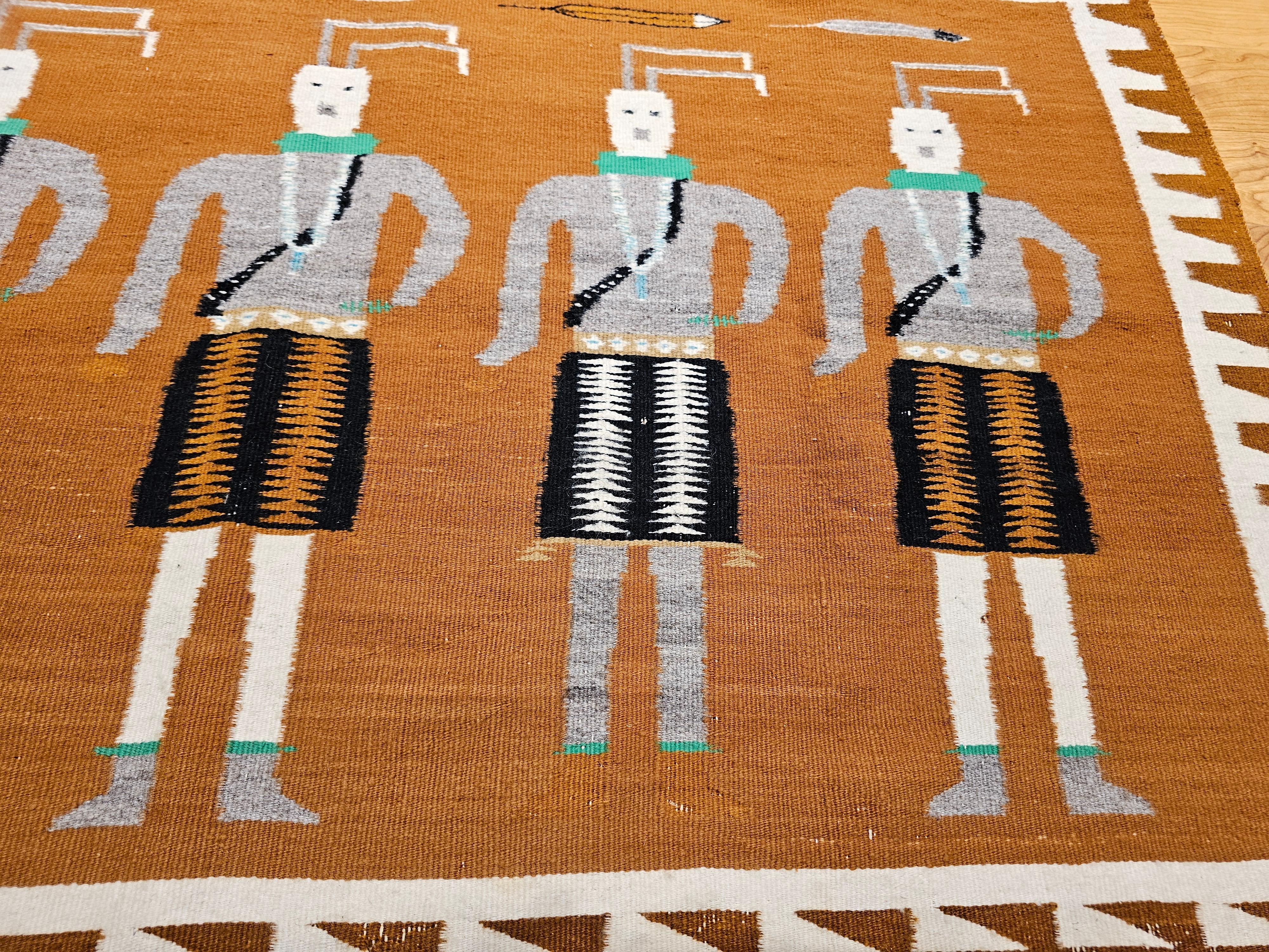 Vintage Native American Navajo Yei Pictorial Rug For Sale 2