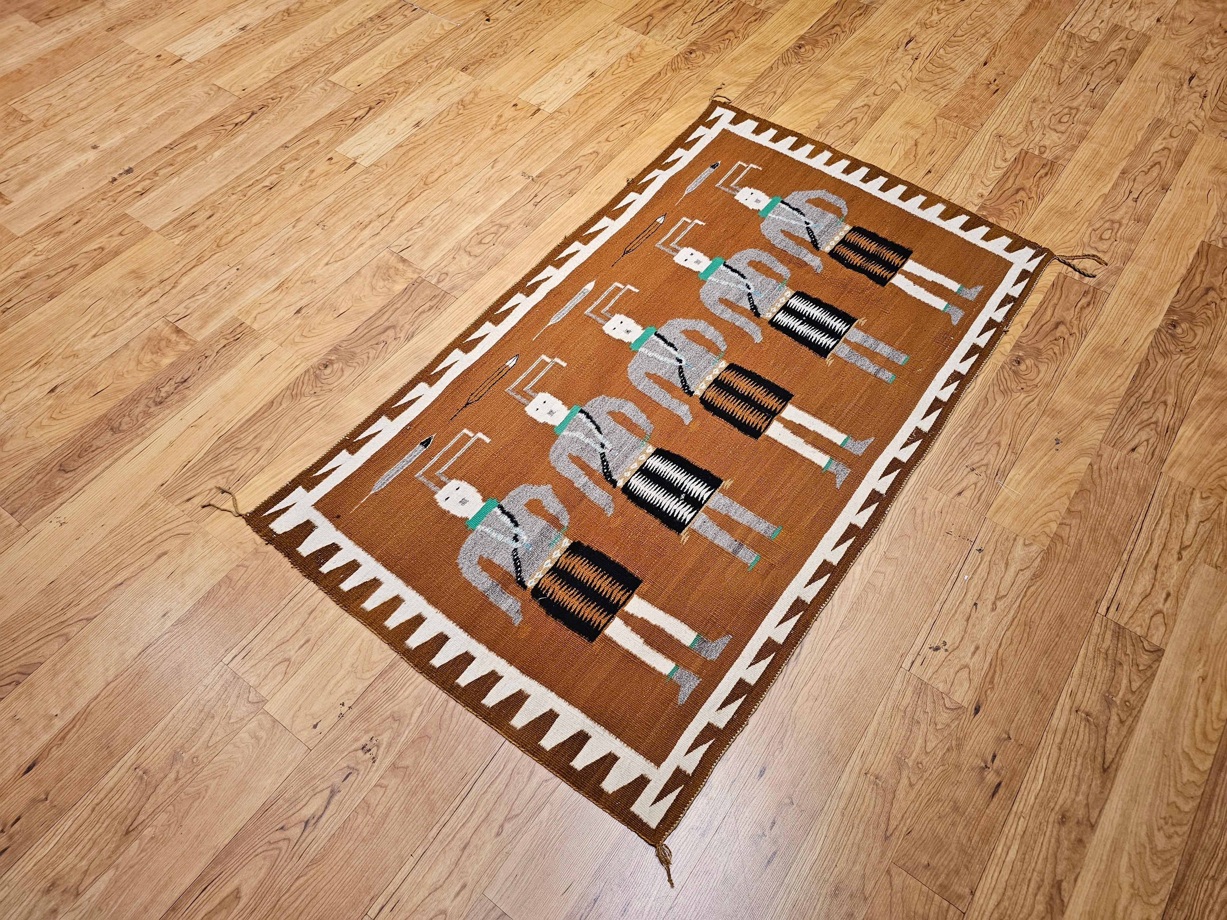 Vintage Native American Navajo Yei Pictorial Rug For Sale 3