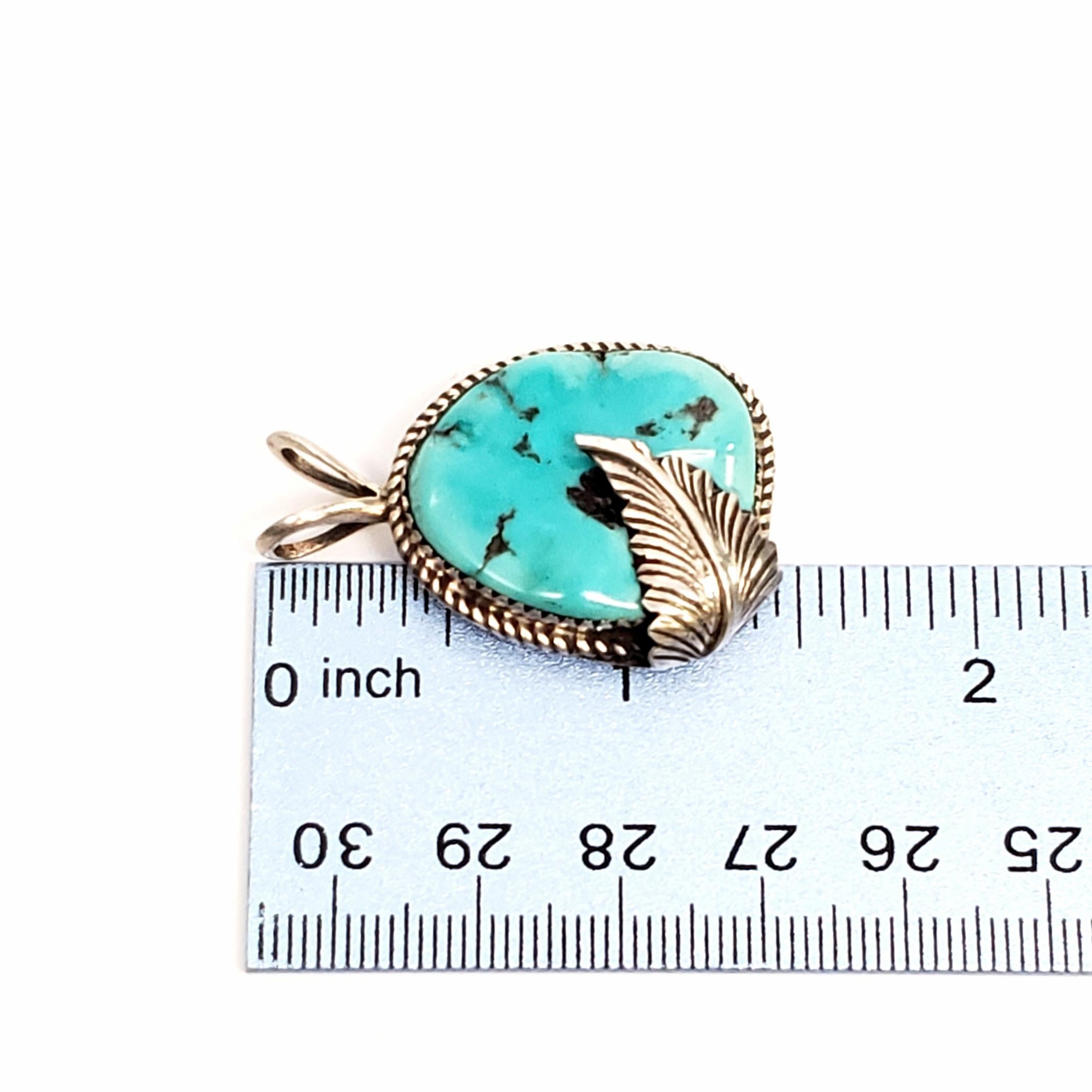 Women's Vintage Native American NF Sterling Silver Turquoise Feather Pendant