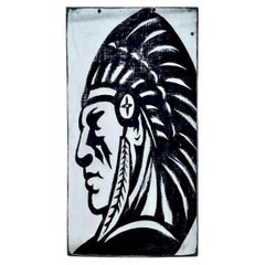 Native American, Gemälde Öl auf Holz, Vintage