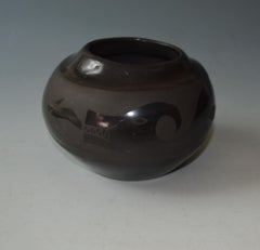 Vintage Native American Santa Clara Black ware Pottery Jar Ursulita Naranjo