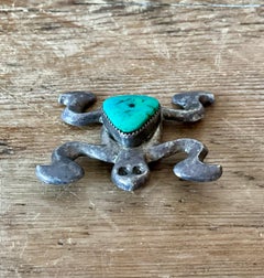Vintage Native American Silver Inlaid Turquoise Pendant