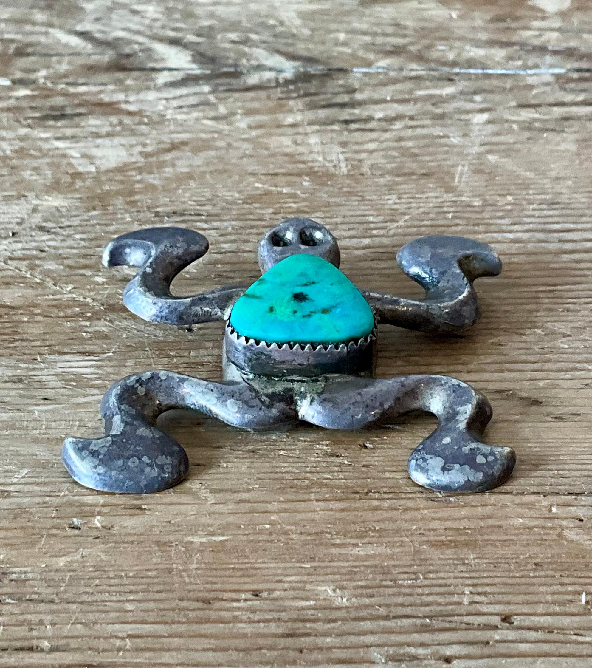 da uomo o donna Ciondolo d'argento intarsiato di turchese d'epoca dei nativi americani in vendita