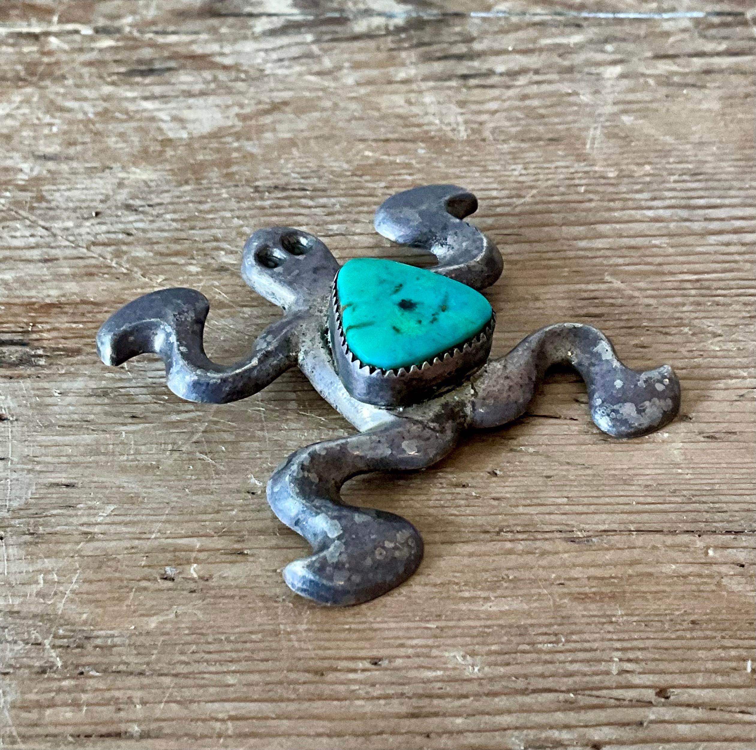 Ciondolo d'argento intarsiato di turchese d'epoca dei nativi americani in vendita 3