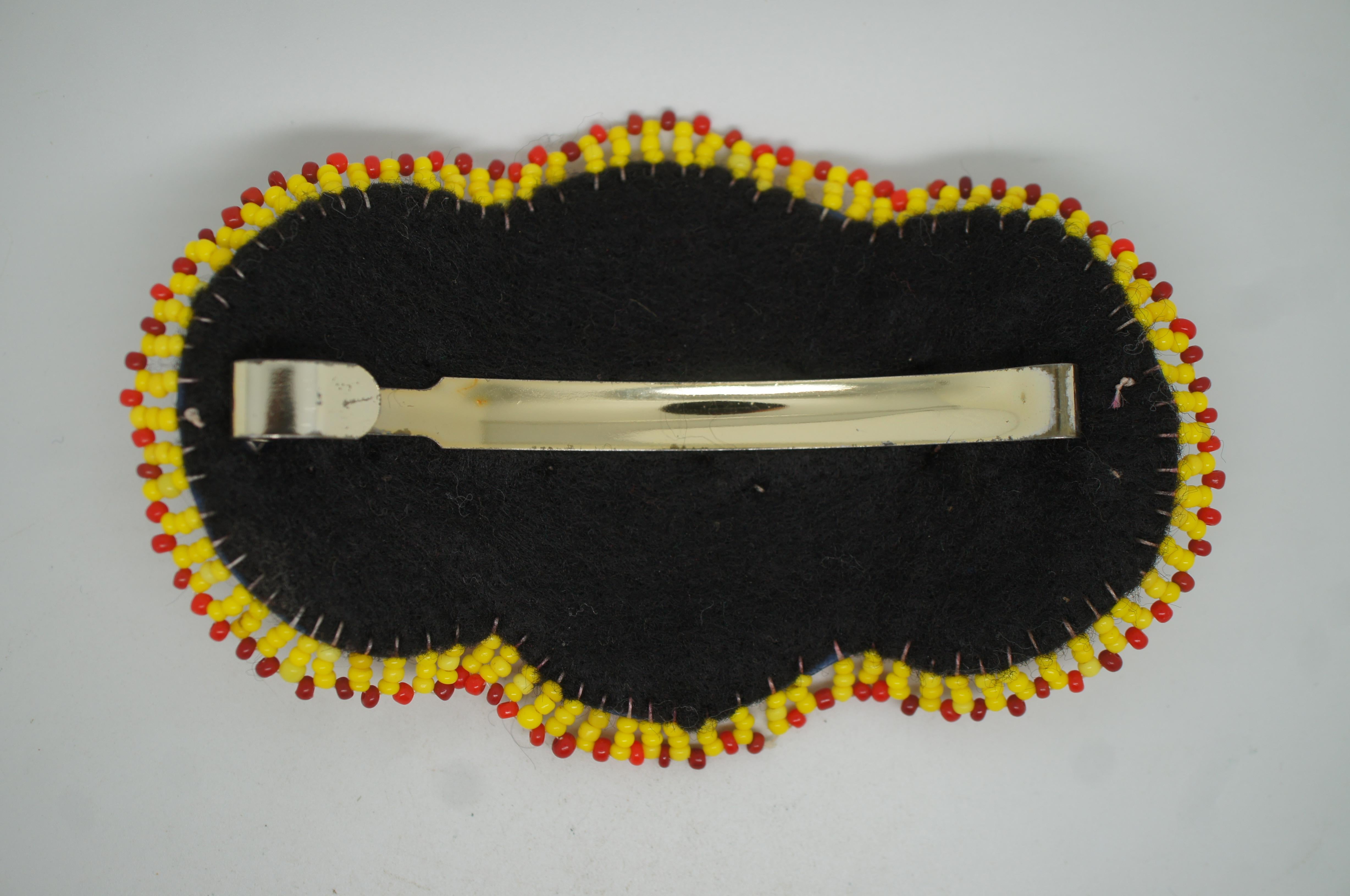 Vintage Native American Southwestern Navajo Beaded Hair Clip Bow Barrette 5
