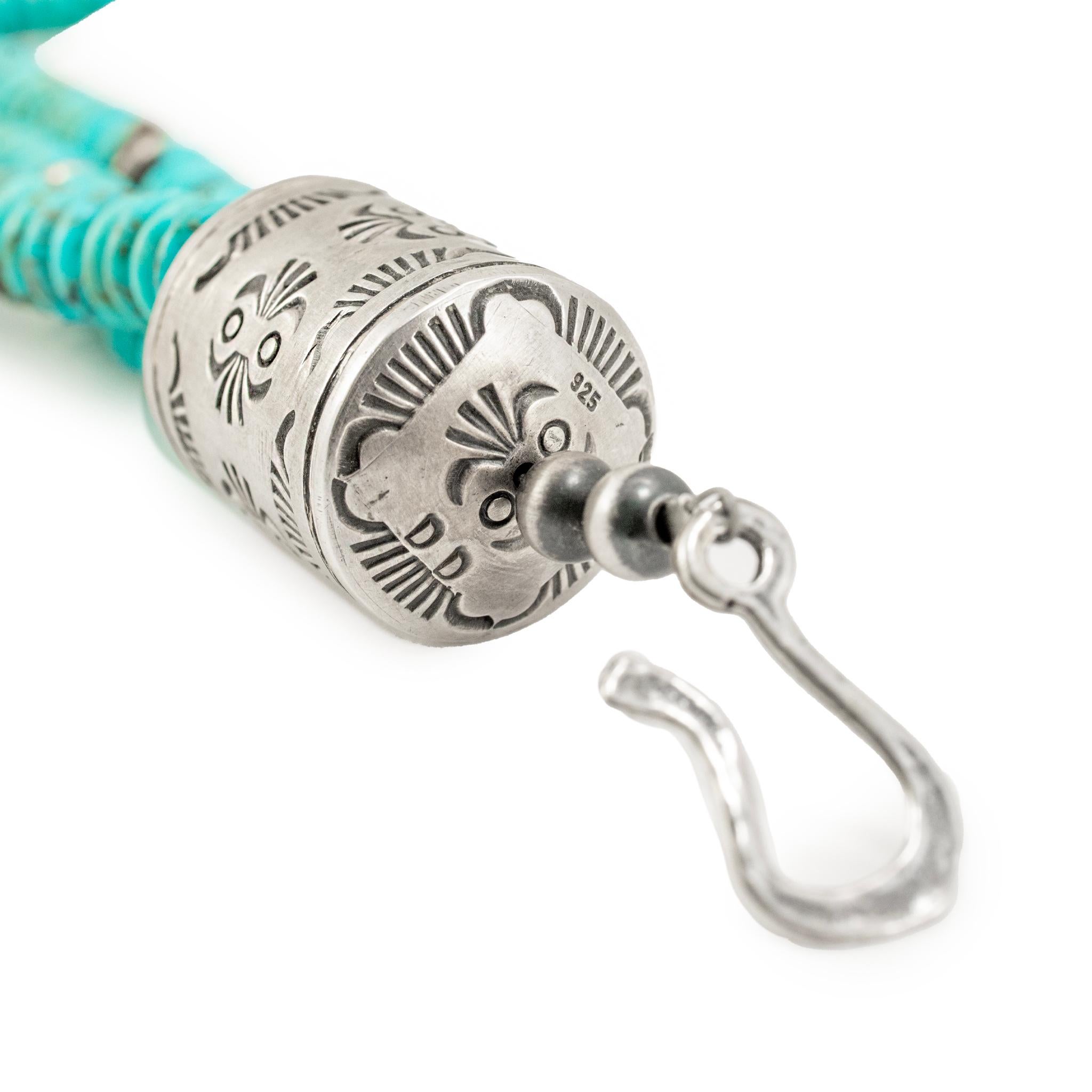 Collar vintage de cuentas múltiples de turquesa de plata de ley de los nativos americanos 3