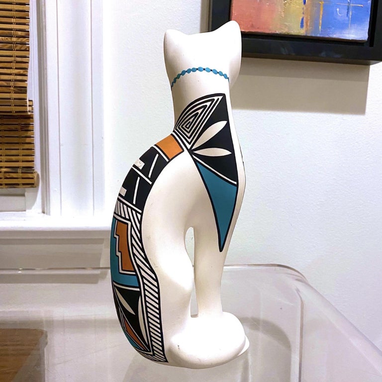 Vintage Native American Style Pottery Cat For Sale at 1stDibs