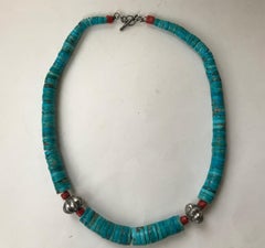 Vintage Native American Style Turquoise Heisi  Necklace