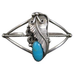 Retro Native American Turquoise Cuff Bracelet 5.75 Inches