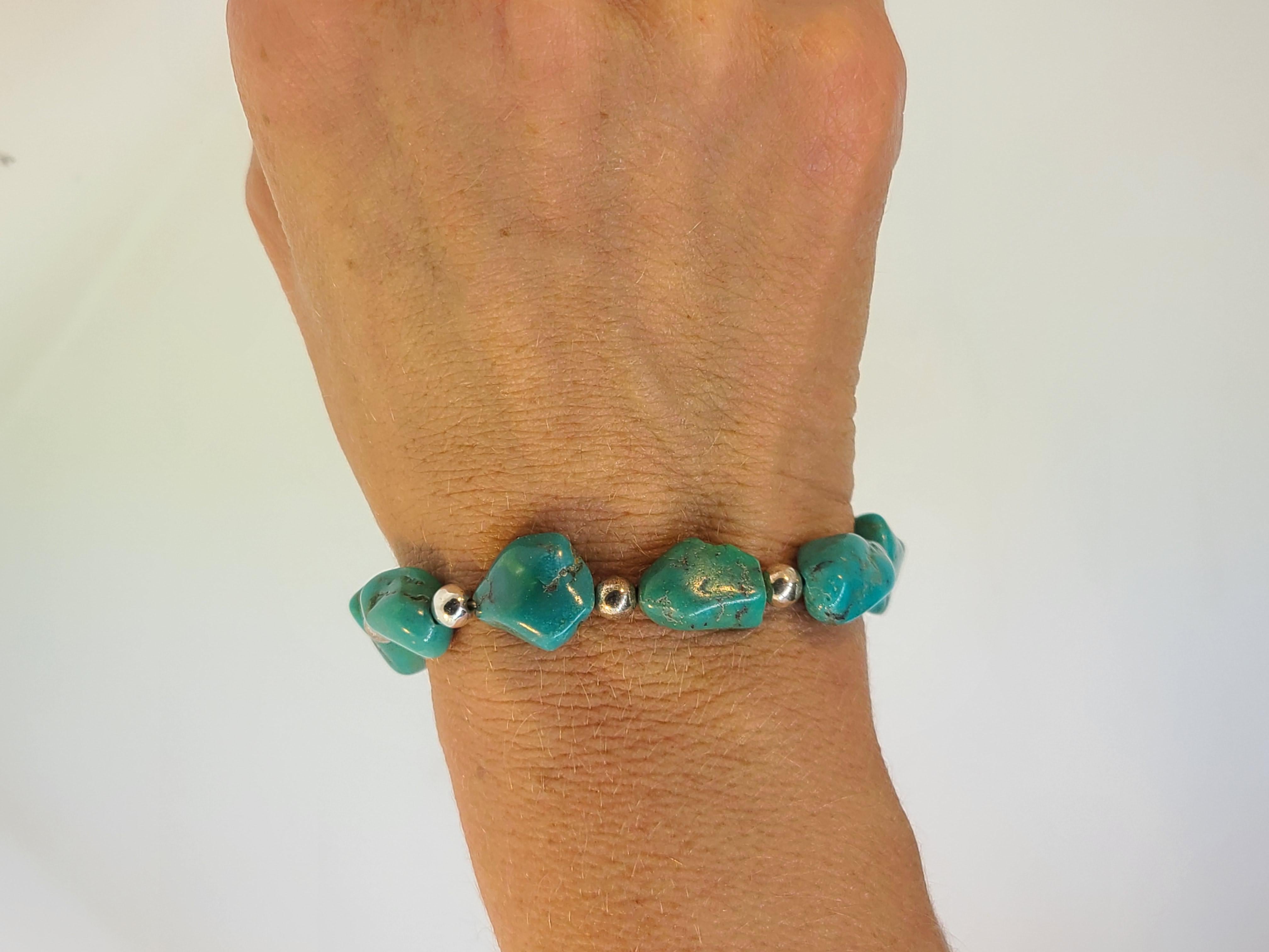 Rough Cut Vintage Native American Turquoise & Sterling Silver Bracelet by Shube’s Mfg. Inc