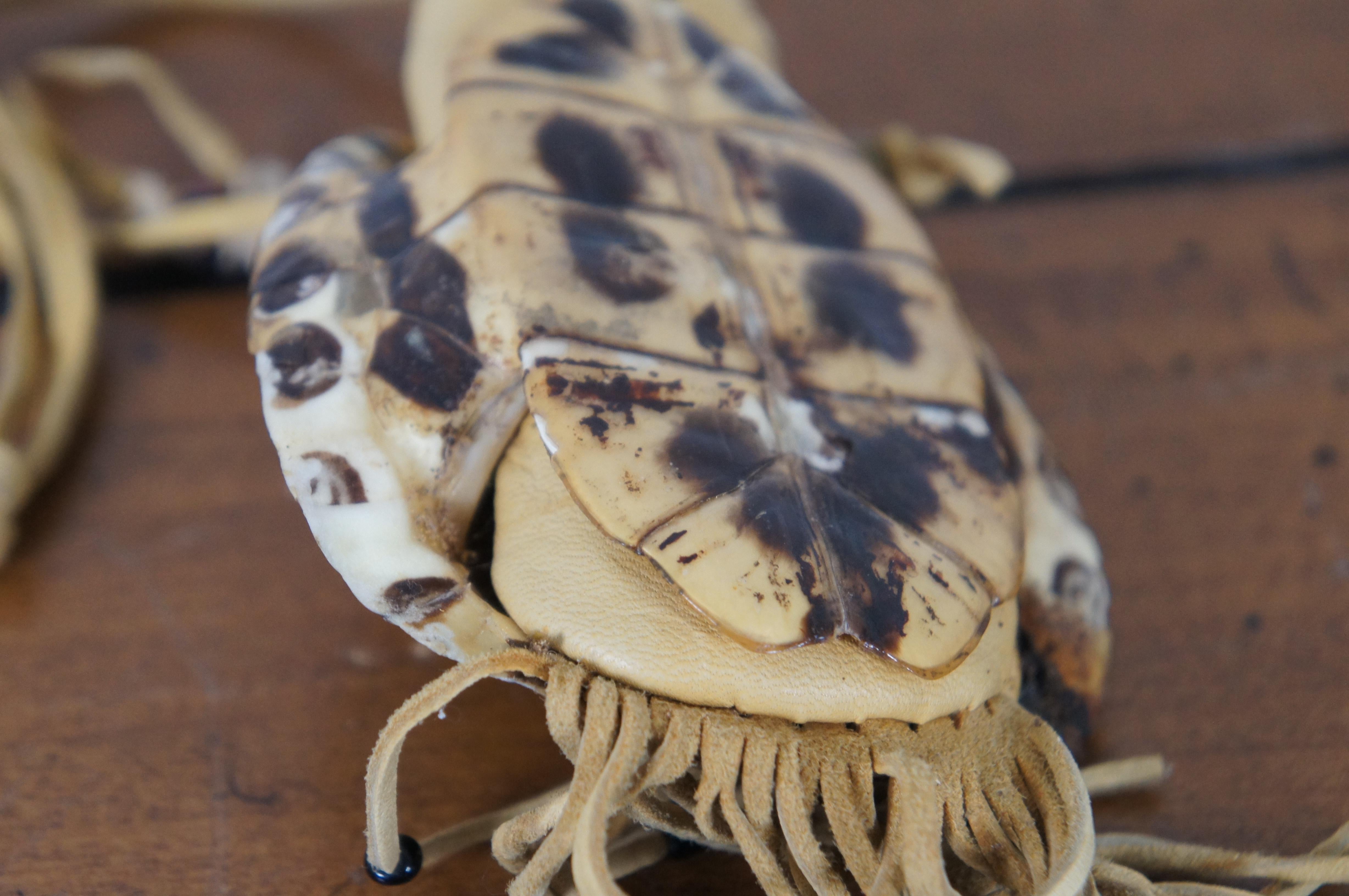 Vintage Native American Turtle Medicine Bag Pouch Leather Bone Beaded 1