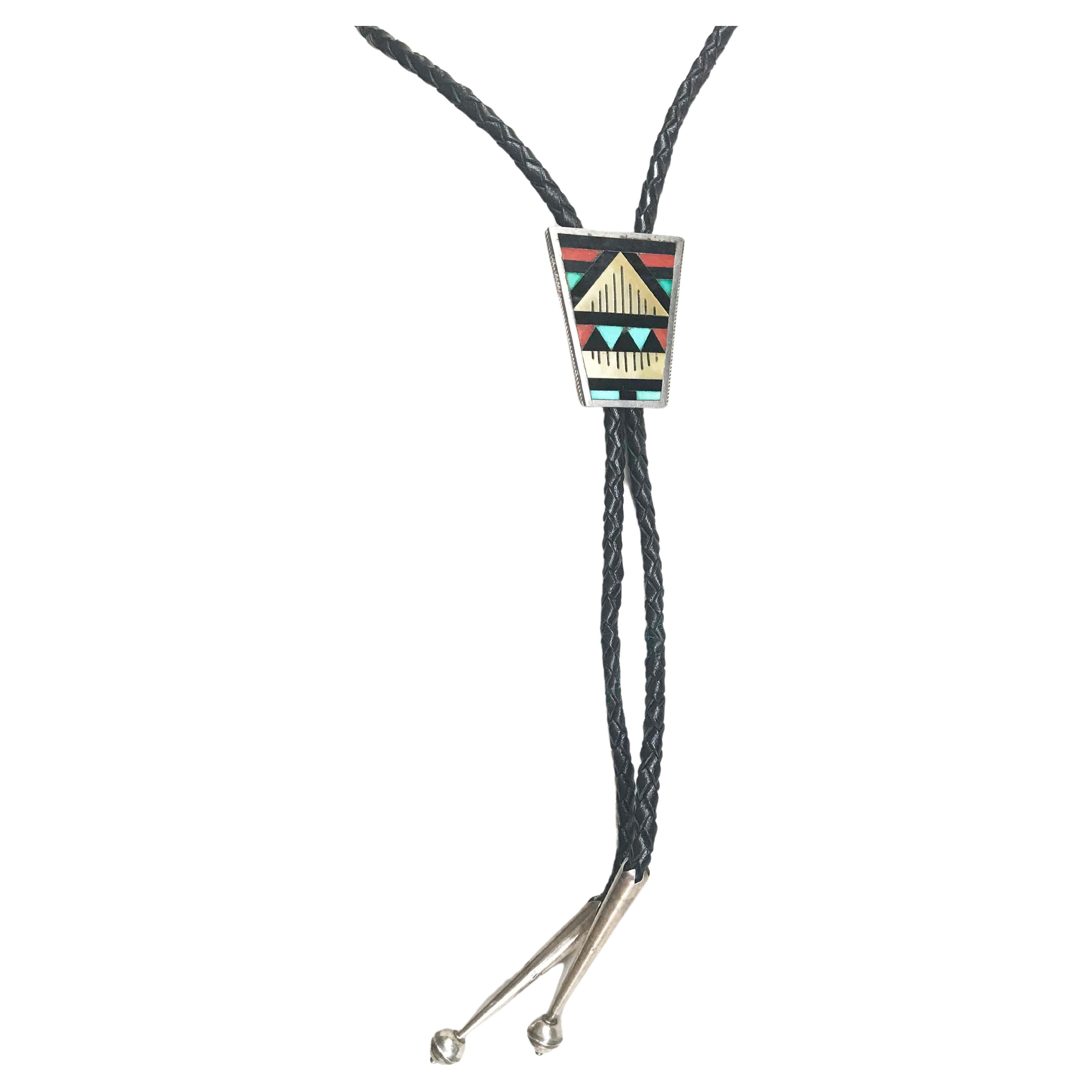 Vintage Native American Zuni Bolo Tie Sterling Jewelry Gifts