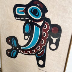 Serigrafía Vintage "Orca" de los Nativos Canadienses