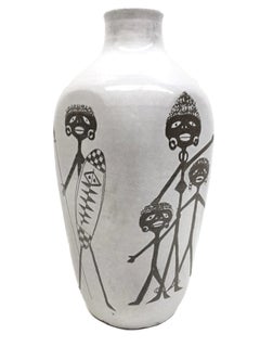 Vintage Native Ethnic African Earthenware Vase Vintage, German, 1950s