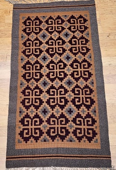Vintage Navajo Area Rug, Handwoven Wool, Earth-Tone Colors, 1950s