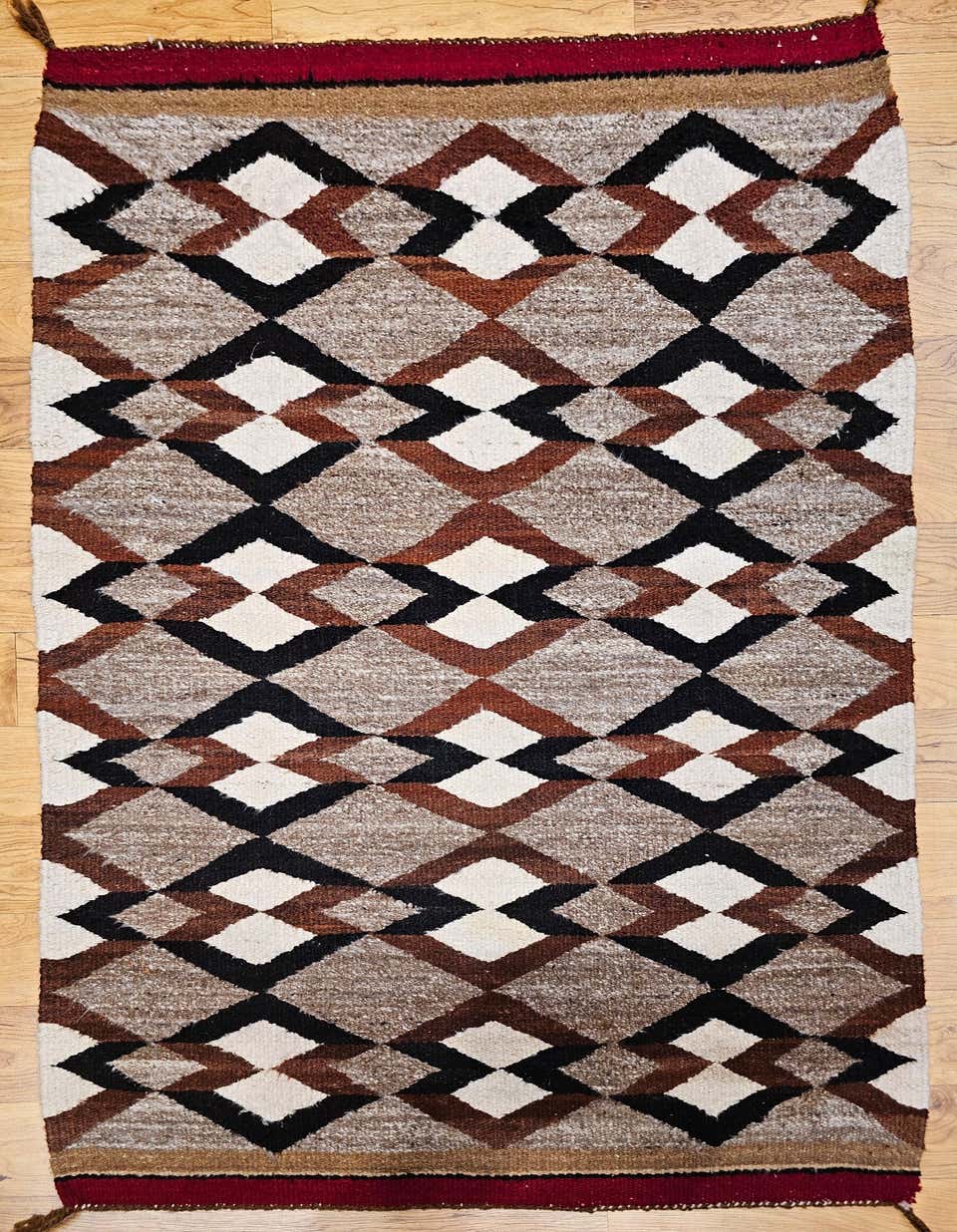 Large Antique Rug Diamond Pattern Vintage Navajo Rug Bag with Diamond Pattern in Ivory, Red, Gray and ...