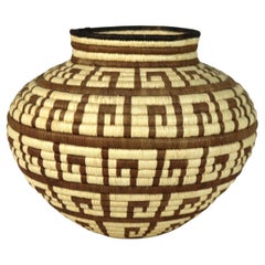 Cesto di canne intrecciate Wounaan e Embera, nativo del Sud America, vintage, 20° secolo